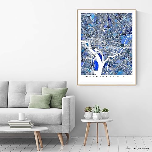 Miniatura 5 de Washington DC Map Art Print 8x10, Washington DC Poster 24x36, Handmade Blue Geometric DC Map Wall Art Prints, DC Gifts by Maps As Art