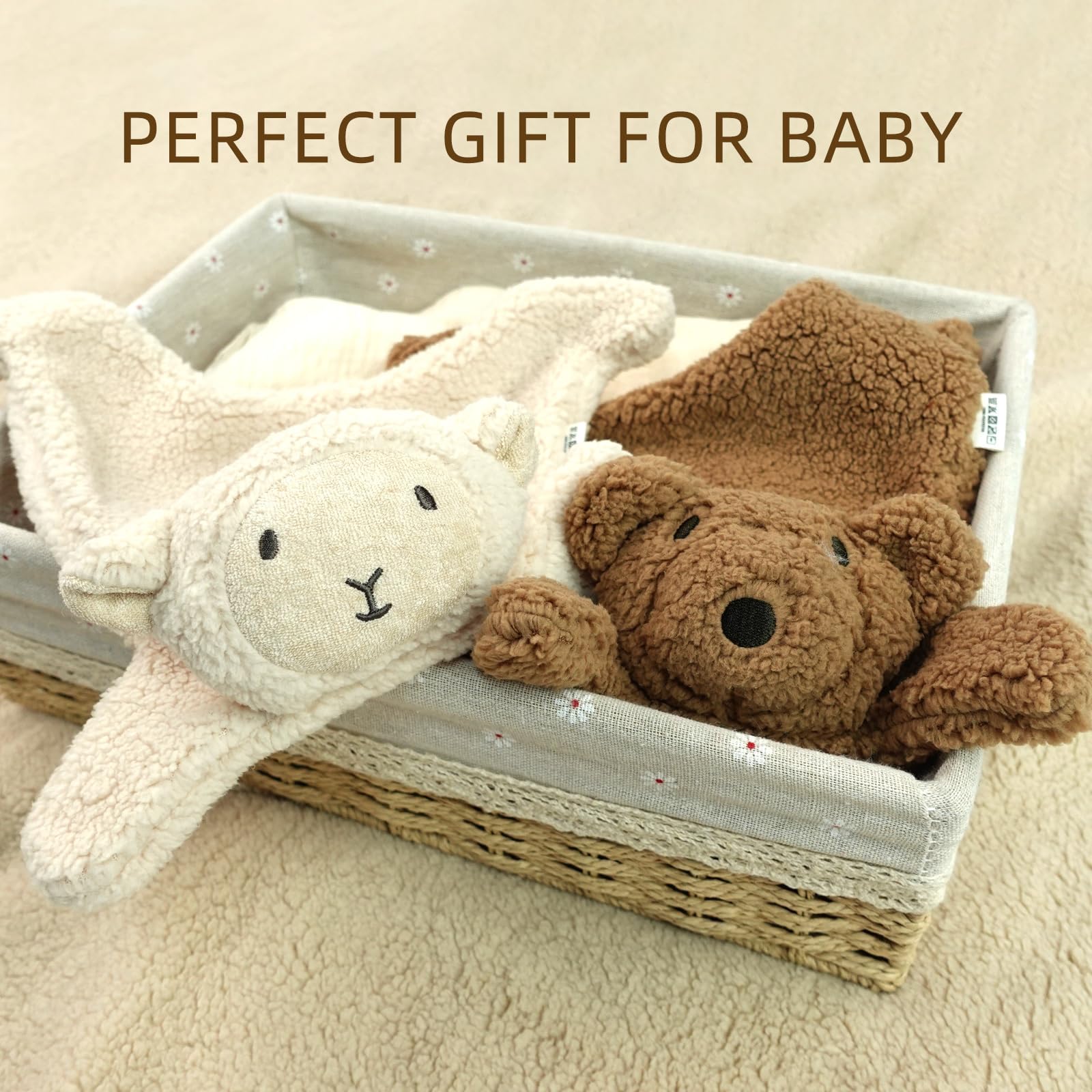 Lovey for Baby, manta de seguridad suave para bebé, juguete de animales de peluche para bebés de 0 a 12 meses, regalo de bebé para bebés y niños pequeños (beige-cordero)