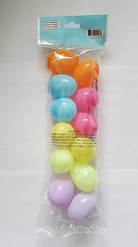 Miniatura 2 de Juego de 12 huevos de plástico amarillo pastel, verde, rosa, azul, blanco, 2.25 pulgadas