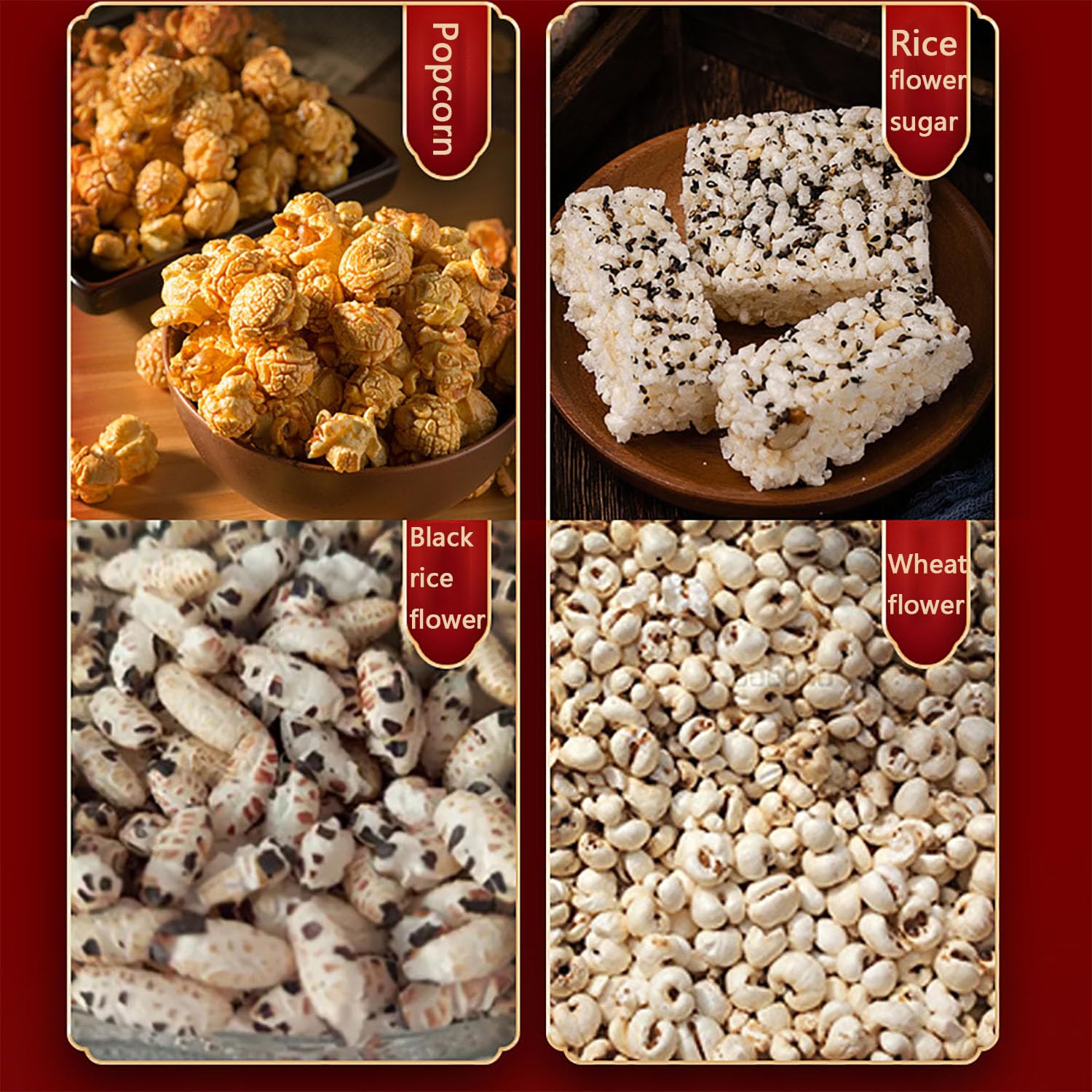 Macchina per popcorn manuale, stile antico, con capacità di 230 ml, cuscinetti rimovibili, finitura lucida per feste in famiglia