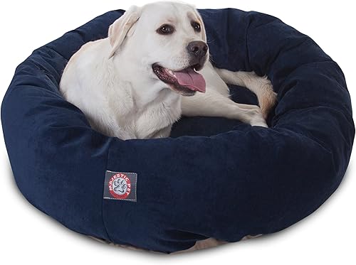 Miniatura 42 de Majestic Pet Cama para perro calmante de microterciopelo de 40 pulgadas, lavable – Acogedora cama redonda suave para perros con borde elevado para
