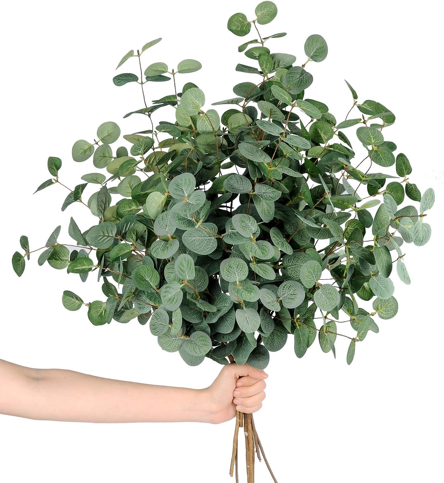 Miracliy 7 PCS Artificial Eucalyptus Stems, Faux Eucalyptus Leaves Greenery Stems for Vase Home Party Wedding Decoration