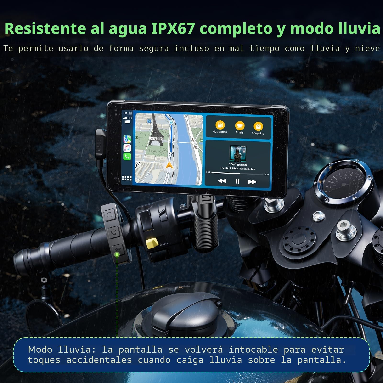 Volam Carplay Android Auto para Moto, Pantalla para Moto 2K+1080P dashcam Delantero Trasero, Carplay Inalambrico para Motos con 5,5 Pulgadas Pantalla Táctil, Navegación GPS, Siri/G00gle, App, TF 64GB