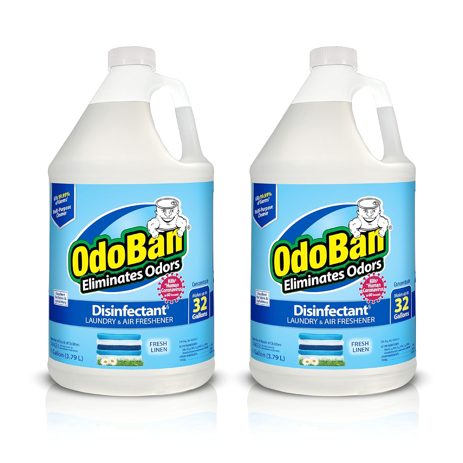 OdoBan Disinfectant Concentrate and Odor Eliminator Made in the USA Fresh Linen Scent 2 Gallons