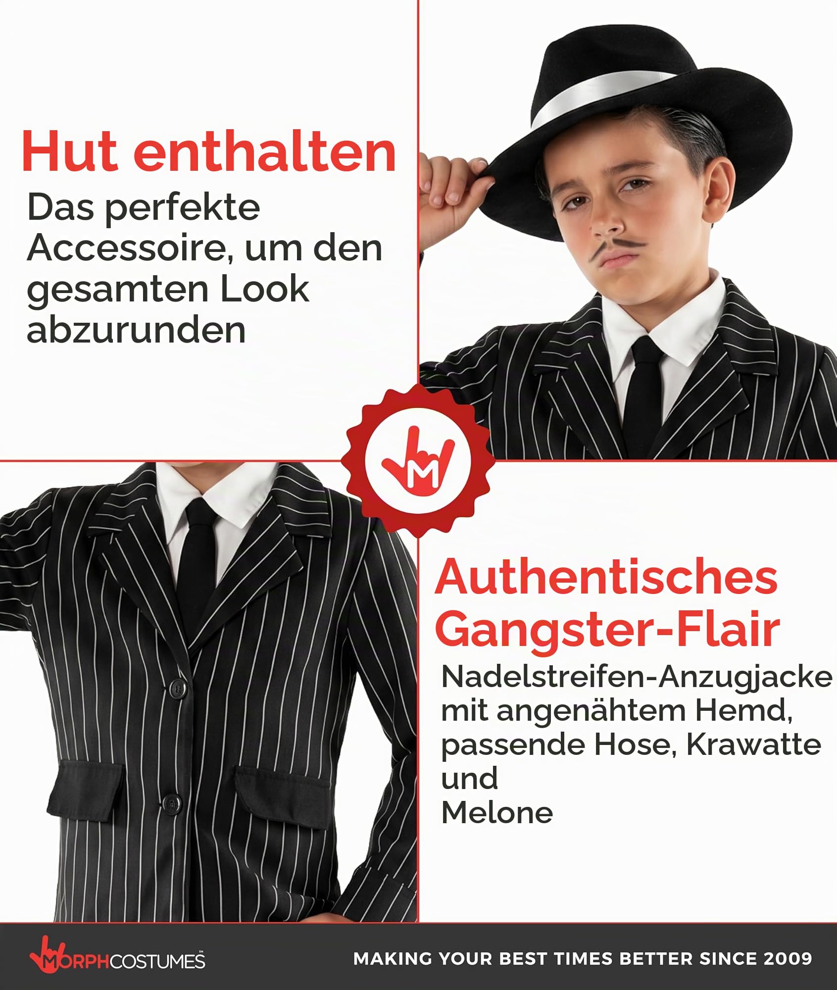 Fun Shack Gangster Kostüm Jungen, 20er Jahre Halloween Kostüm Jungen