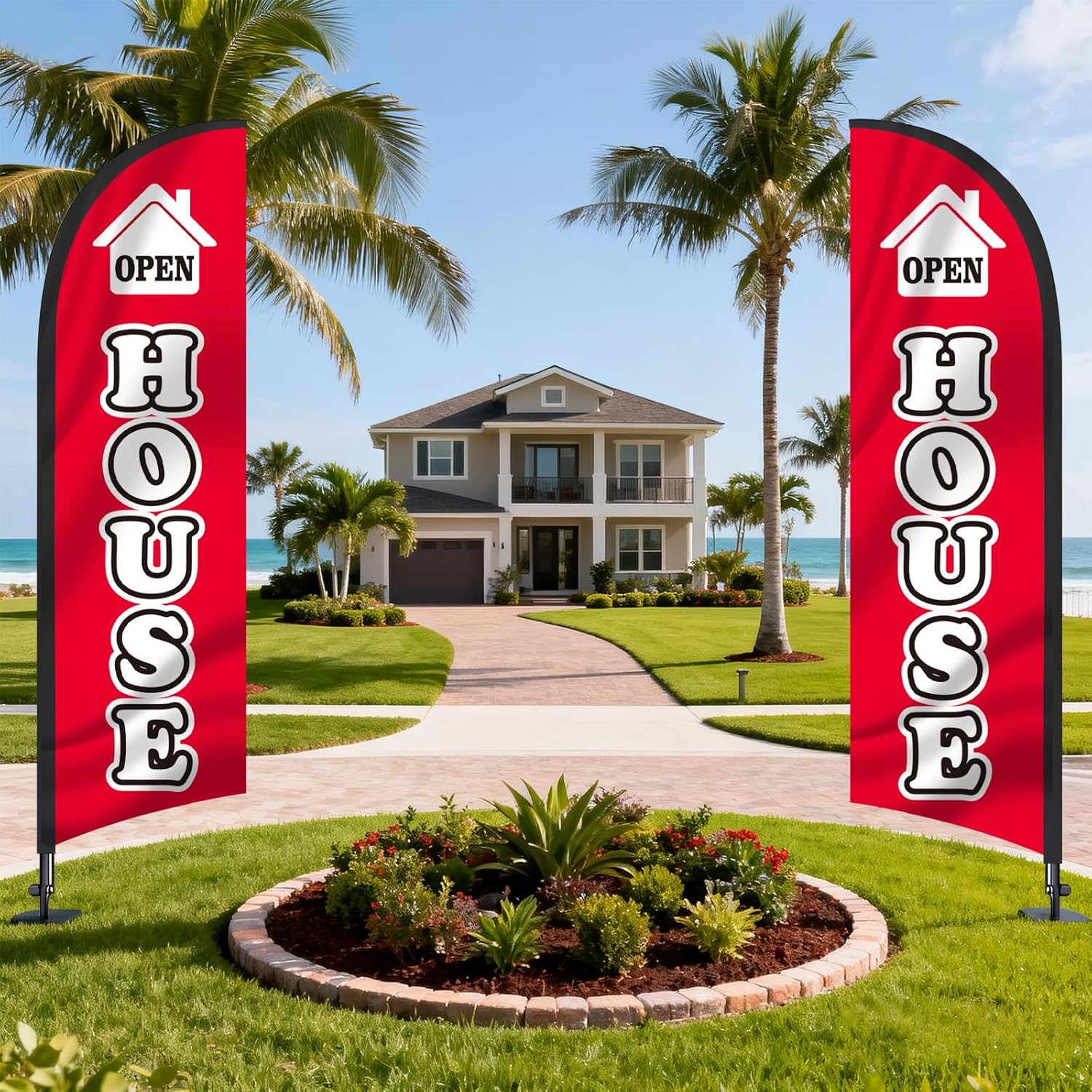 FRF FLAG Feather Flag Pole Kit Open House Flag, 9.18 FT Open Flag with Pole, Swooper Flag Pole Kit with Aluminum Pole and Ground Stake, Commercial Open Sign for Outside Business - Image 7