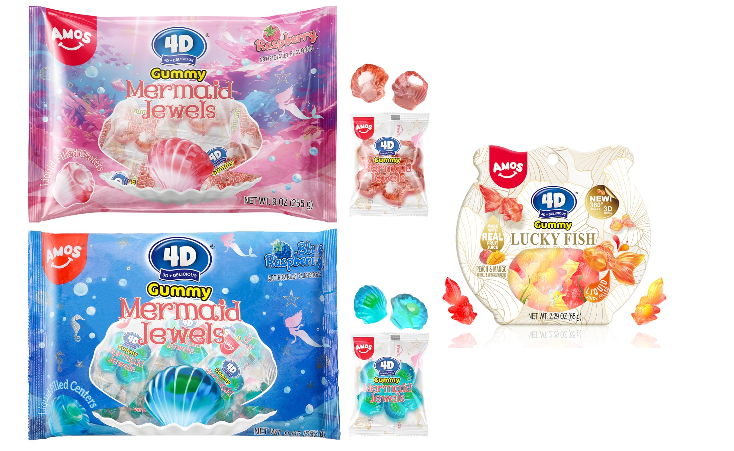 Amazon.com : Amos 4D Gummy Candy Mermaid Jewels Fruity Filled
