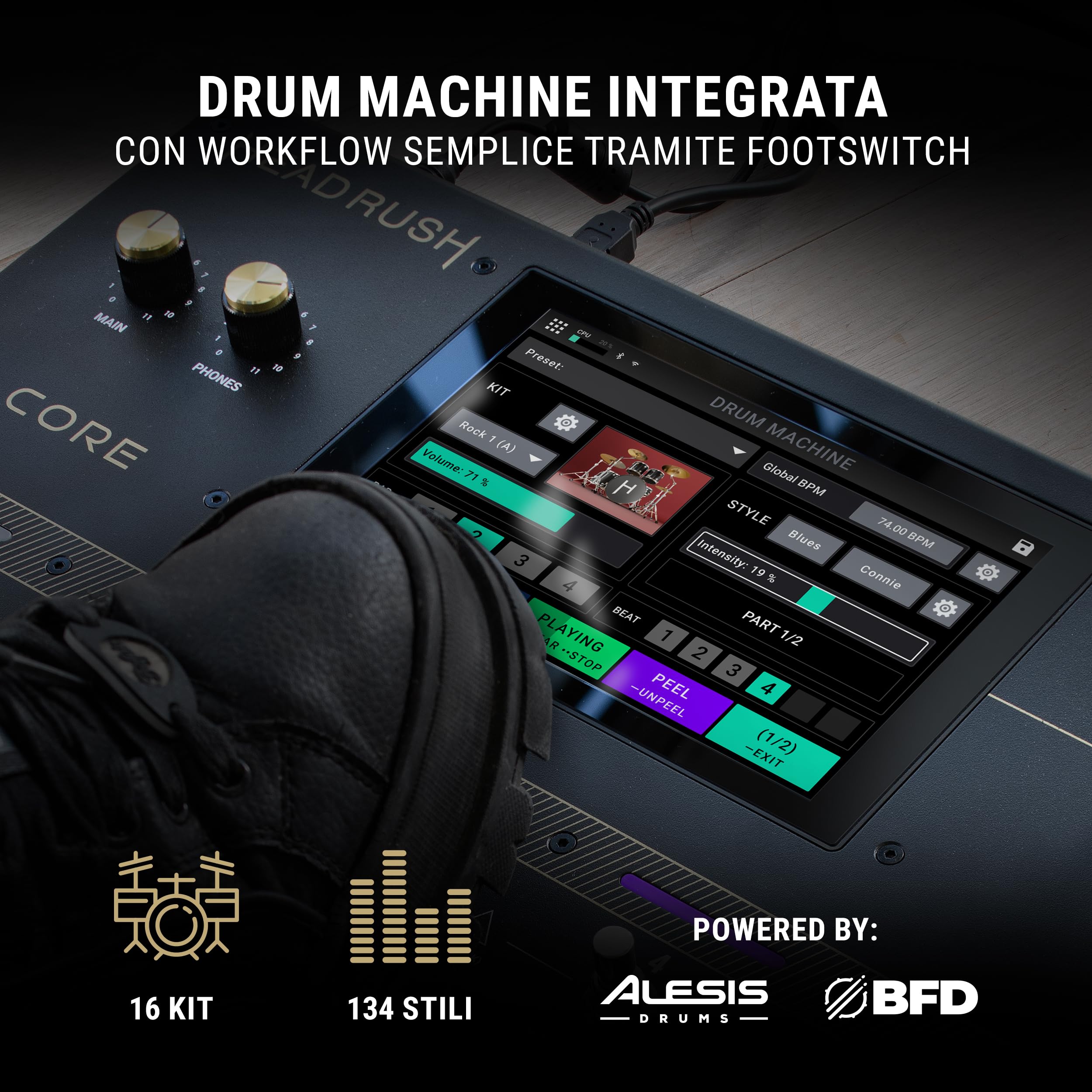 HeadRush Core - Pedaliera Multieffetto e Amp-Modeler per Chitarra e Voce con Cloning, Looper, Antares Auto-Tune, Wi-Fi, Touchscreen, Bluetooth