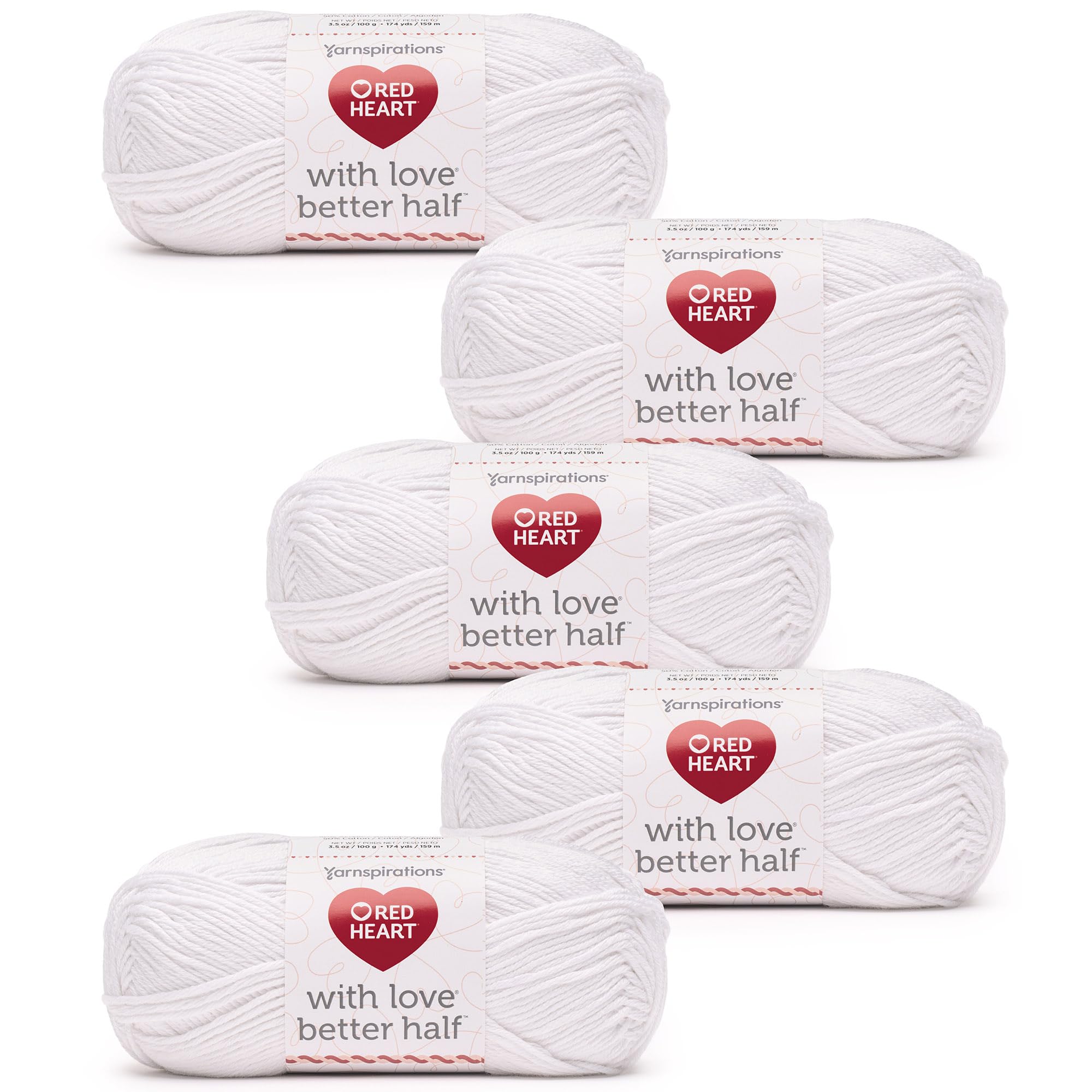 Amazon.com: Red Heart with Love Better Half Snowdrop Yarn - 5 Pack