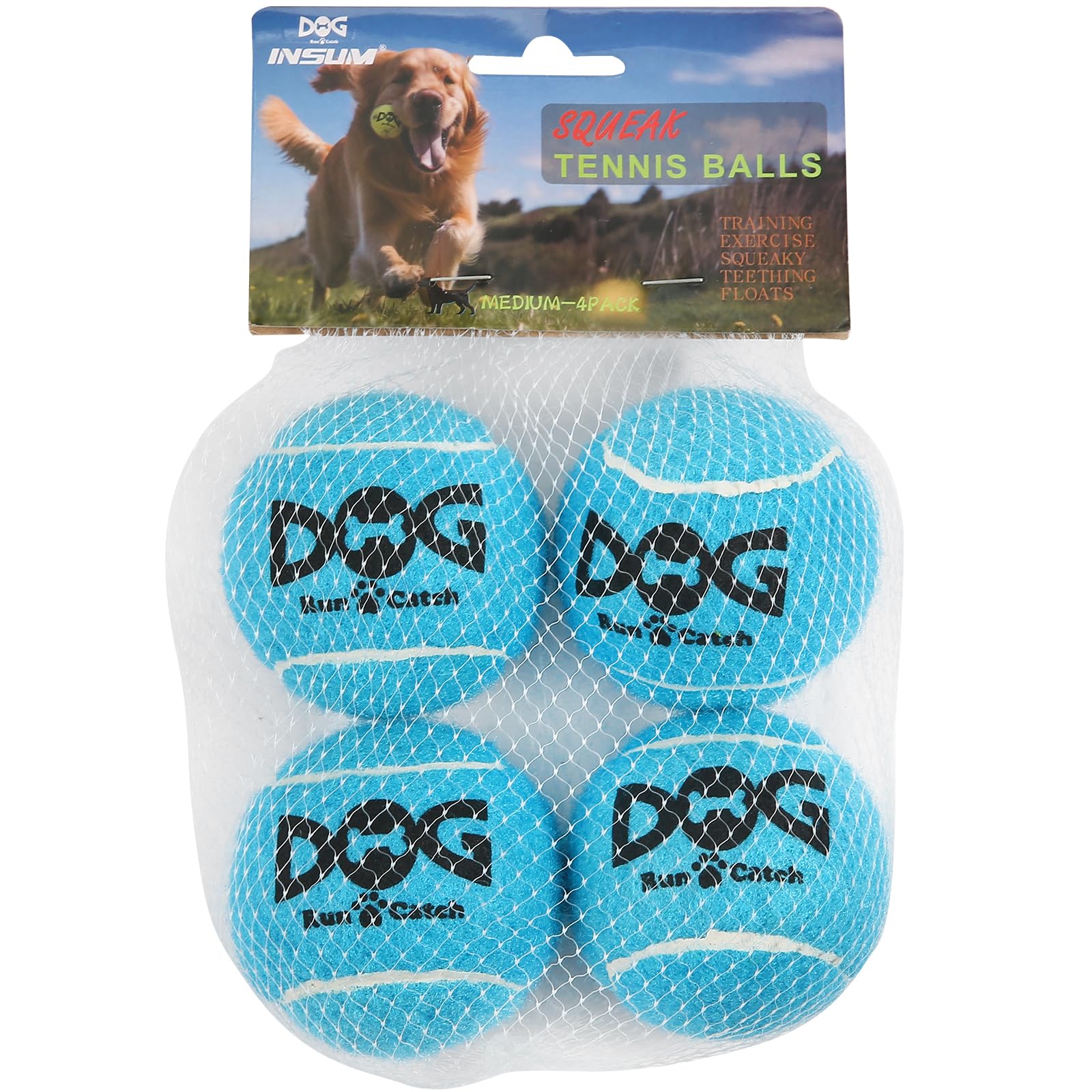 Squeaky Dog Balls - Squeaky Tennis Balls for Dogs Blue Medium - 2 5 4Pack