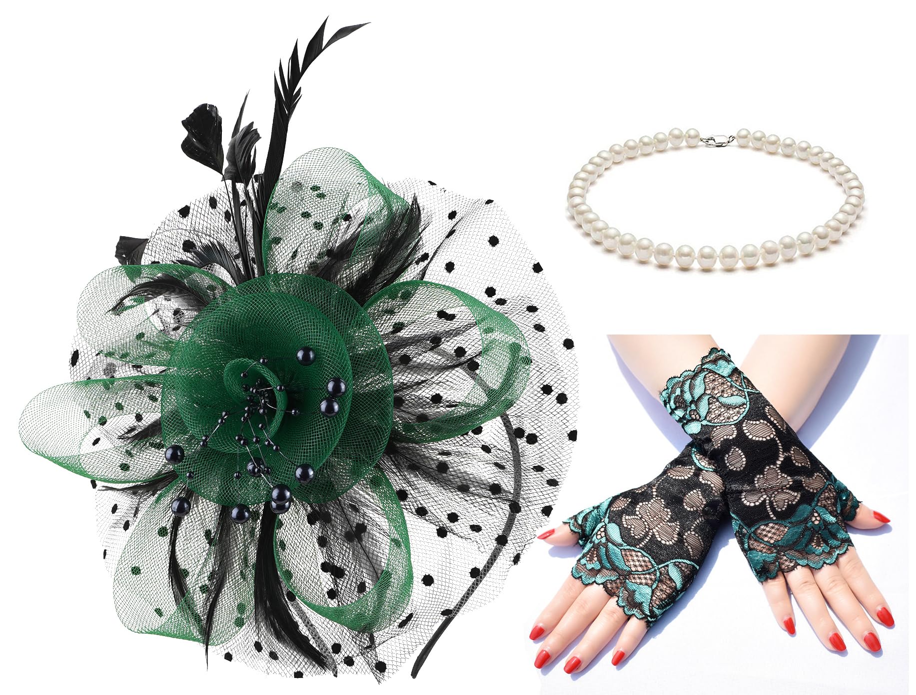 Cizoe Women's Fascinators Hat Kentucky Derby Hats Wedding Cocktail Tea Party Headwear and Gloves