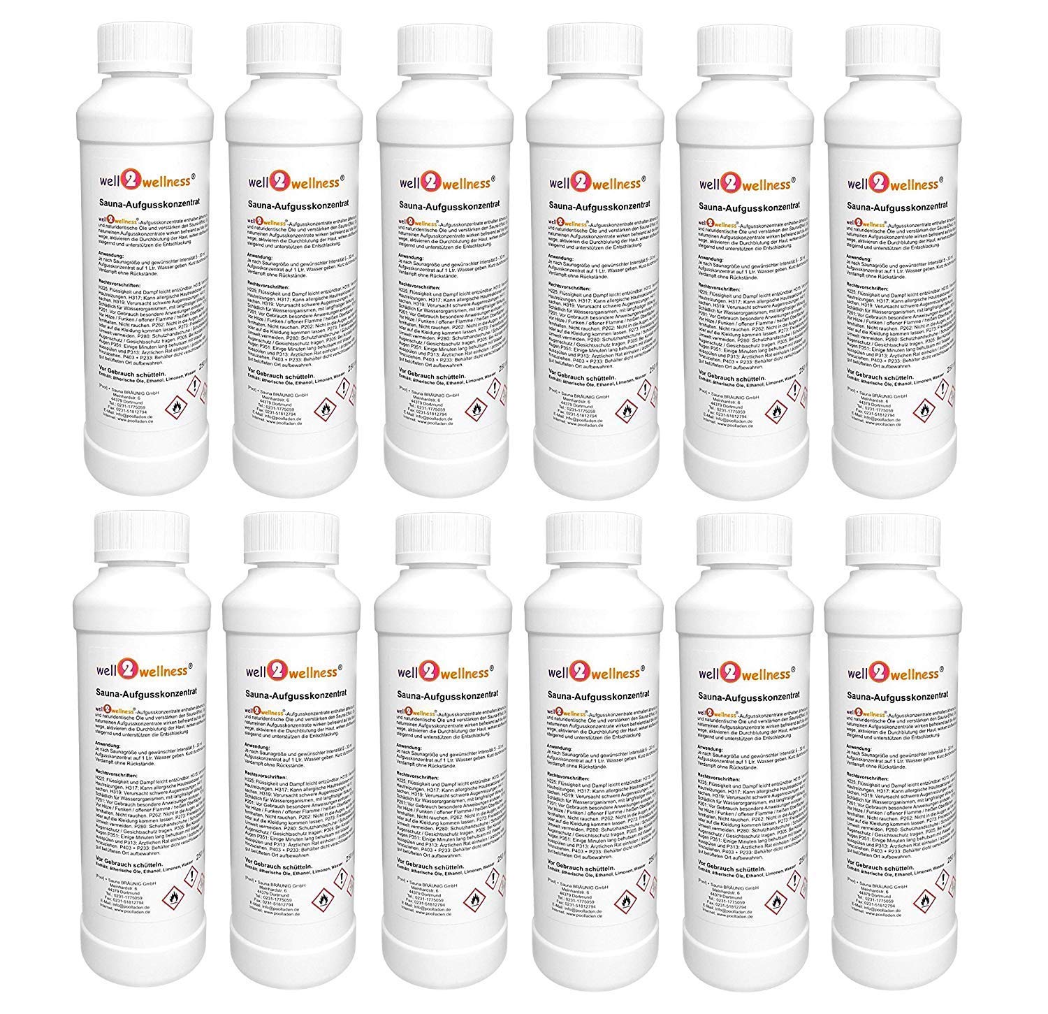 Saunaaufguss Konzentrate Set 'Klassik + Wellness' 12 x 125 ml Flaschen + 10 g Mentholkristalle - Sonderpreis