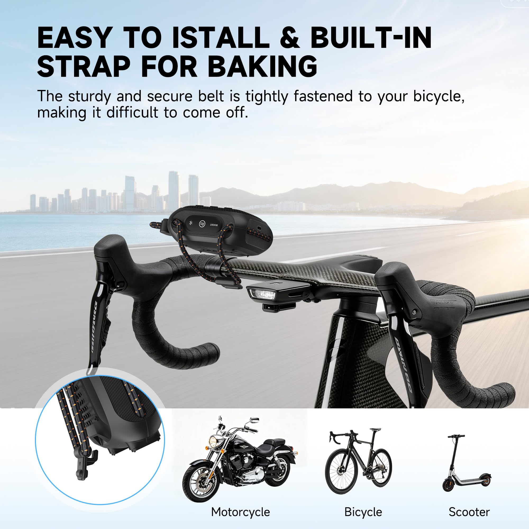 TAZATA Altoparlante esterno robusto, impermeabile IPX7, altoparlante Bluetooth galleggiante con 11 ore di autonomia, accoppiamento TWS, cinturino integrato per ciclismo, pesca, doccia, campeggio