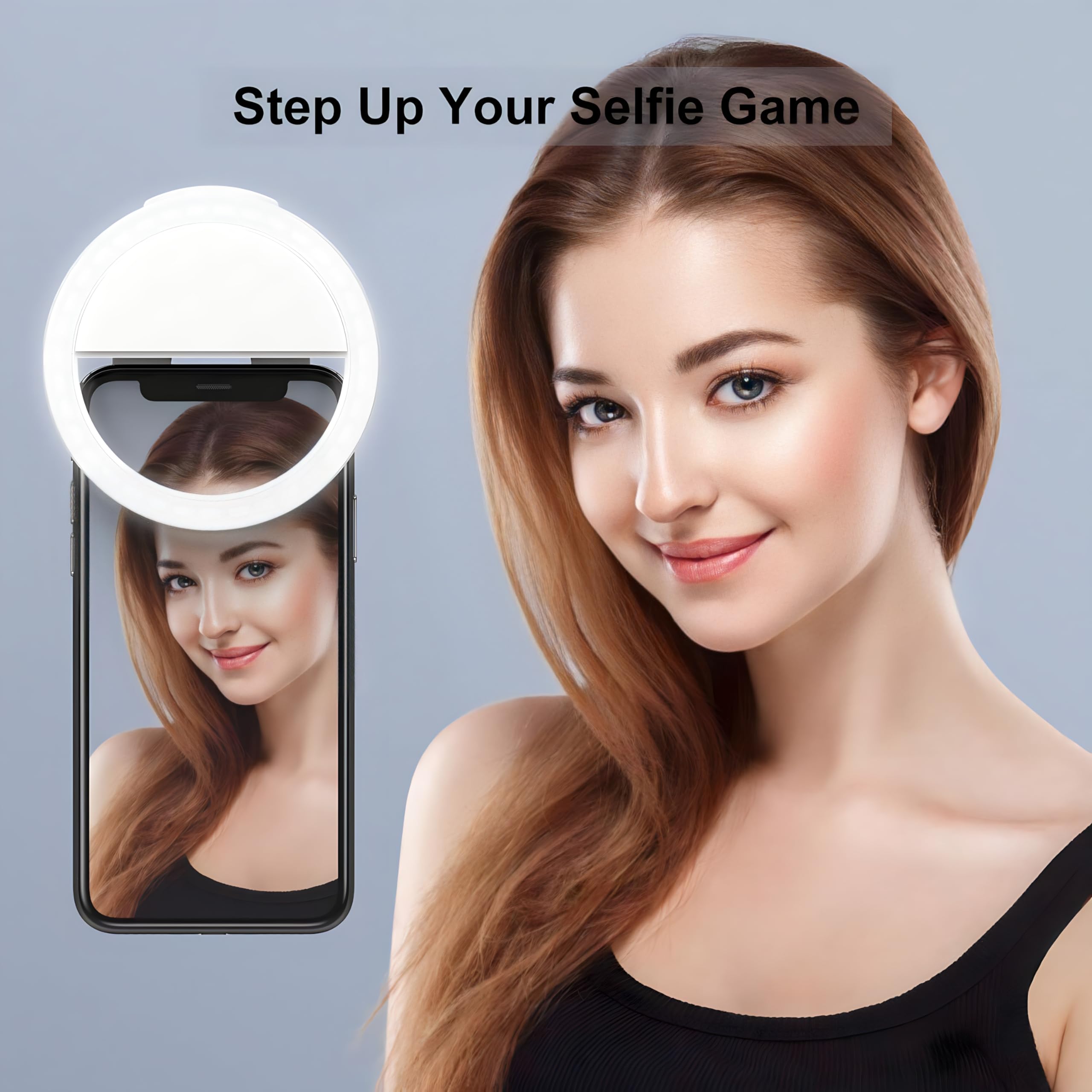 Rechargeable Portable Clip-on Selfie Ring Light With 36 LED for iPhone/Android Phone Photography Camera Video | 3 Adjustable Light Modes | Beauty and Influencer Light