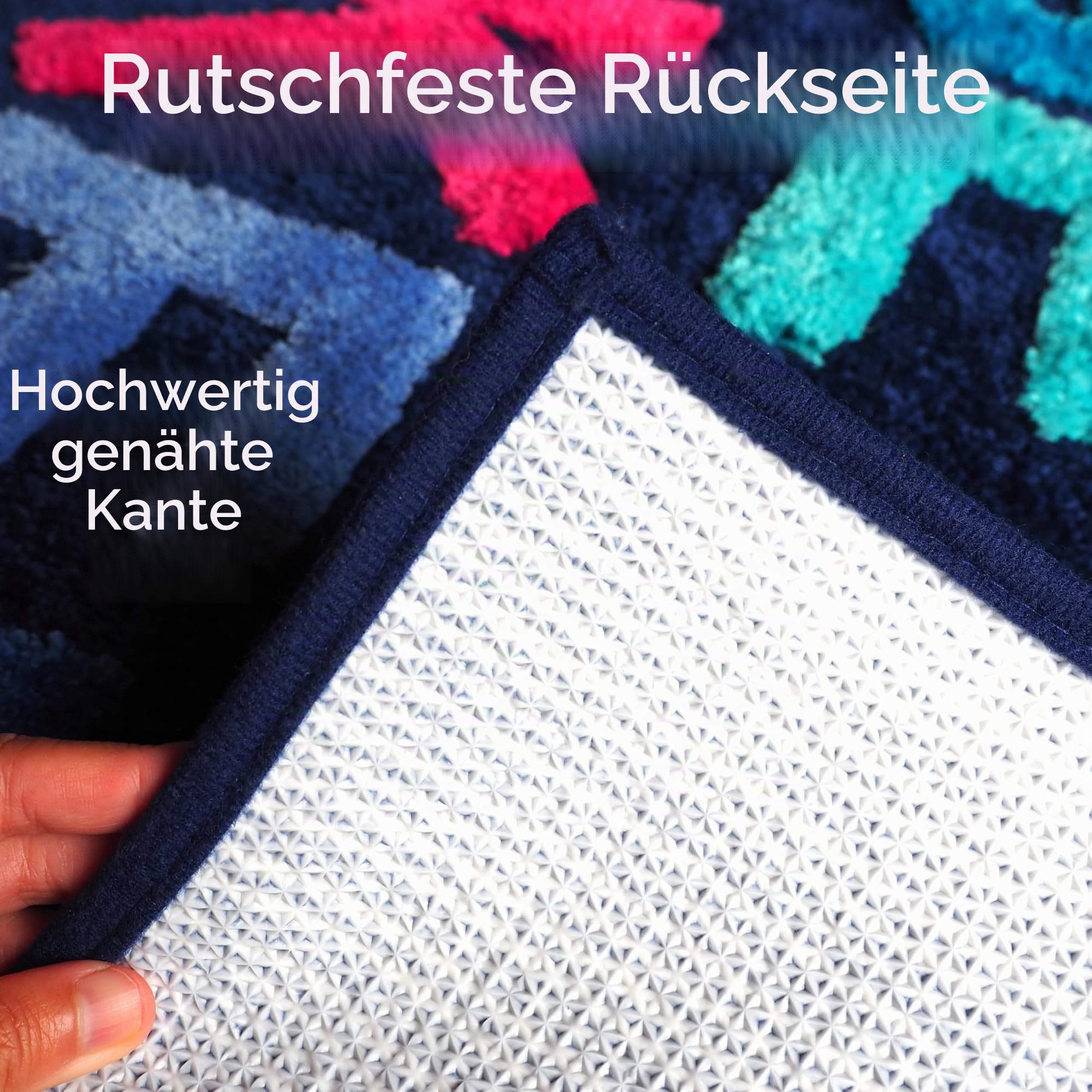Evovee Get Naked Badematte, , niedlich, Badezimmerteppiche, blau, Regenbogen, mehrfarbig, bunt, für Dusche, Badezimmerdekoration, niedliche, rutschfest, waschbar (Regenbogenblau)