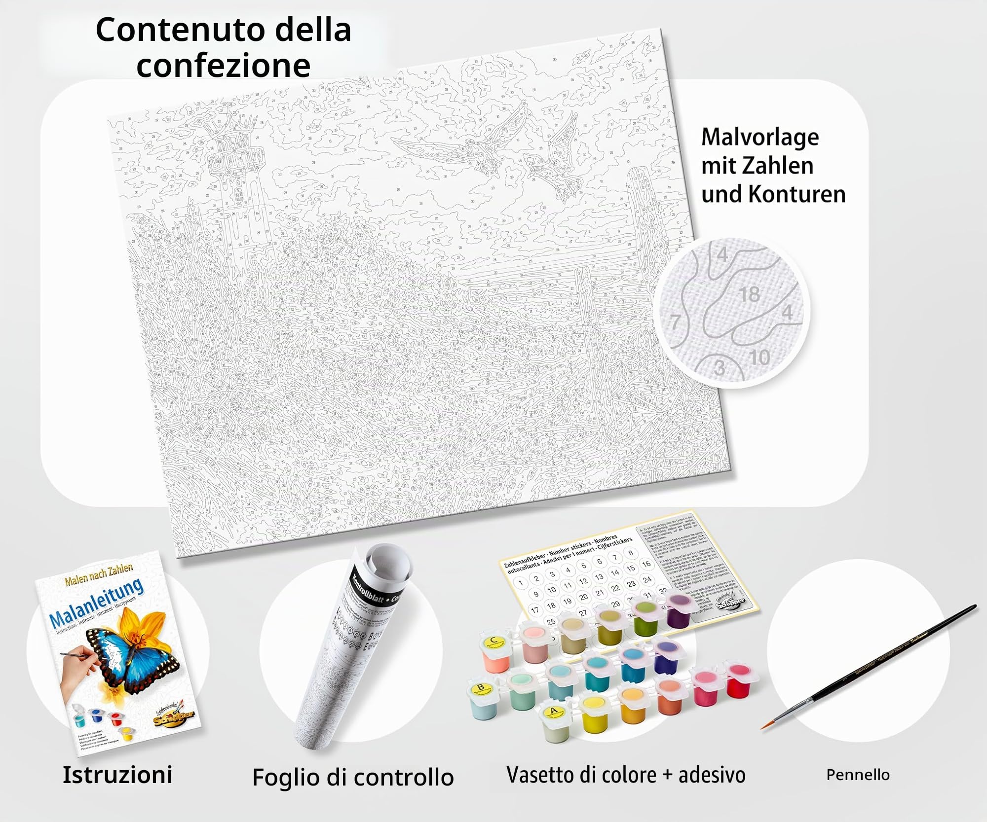 Schipper 609130920 Dipingere con i numeri, mondo sottomarino - Dipingere immagini per adulti, inclusi pennelli e colori acrilici, 40 x 50 cm