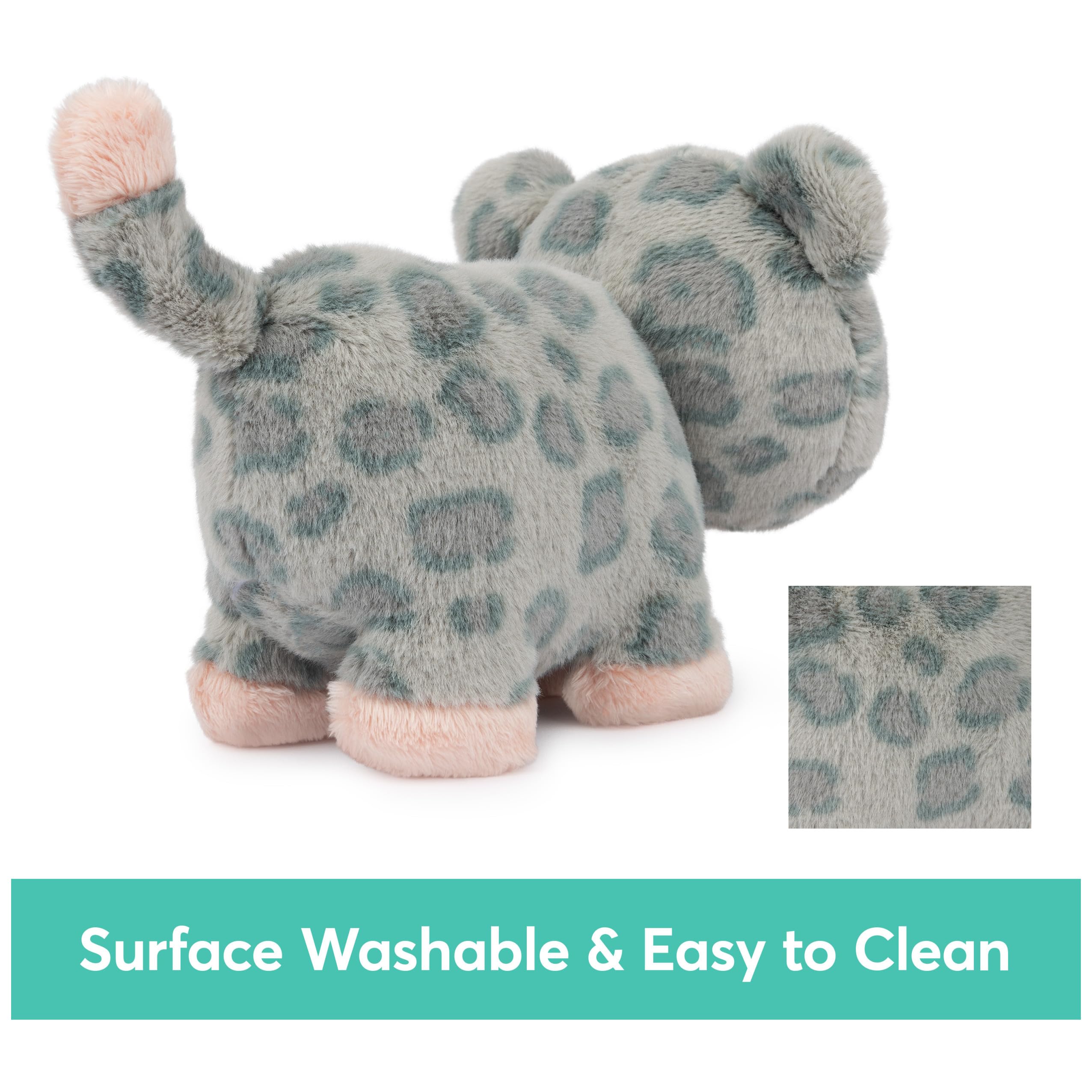 GUND Baby Safari Friends Collection Plüsch Leopard mit Glockenspiel, sensorisches Spielzeug Stofftier für Babys und Neugeborene, Grau/Rosa