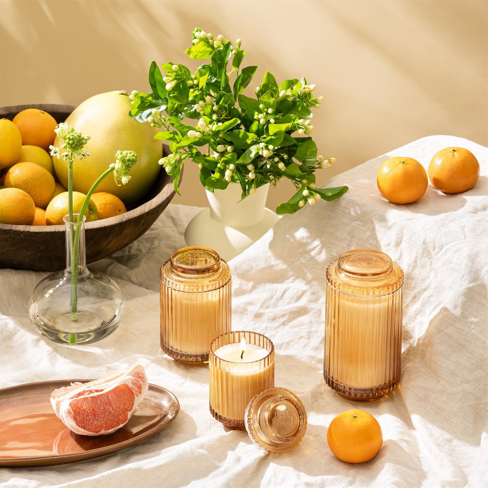 LA JOLIE MUSE Vela cítrica, vela Yuzu & Neroli Blossom, vela perfumada de regalo para mujeres y hombres, velas de soja natural, vela en tarro de lujo de larga duración, 11 onzas
