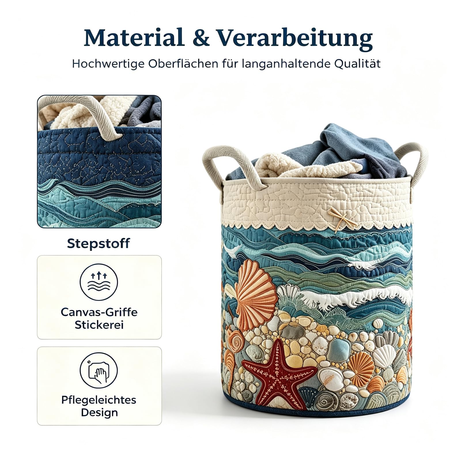 Wäschekorb Schäfchenwelt, Gesteppter Wäschekorb Schafe mit Griffen, Zusammenklappbarer Wäschekorbs Boho aus Weichem Stoff, Groß für Kinderzimmer, Kleidung & Spielzeug，Style 9：L：20"X28"
