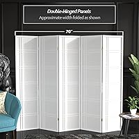 Vista 5 de Red Lantern Pantalla Shoji de doble cruz de 6 pies de alto, color blanco, 5 paneles