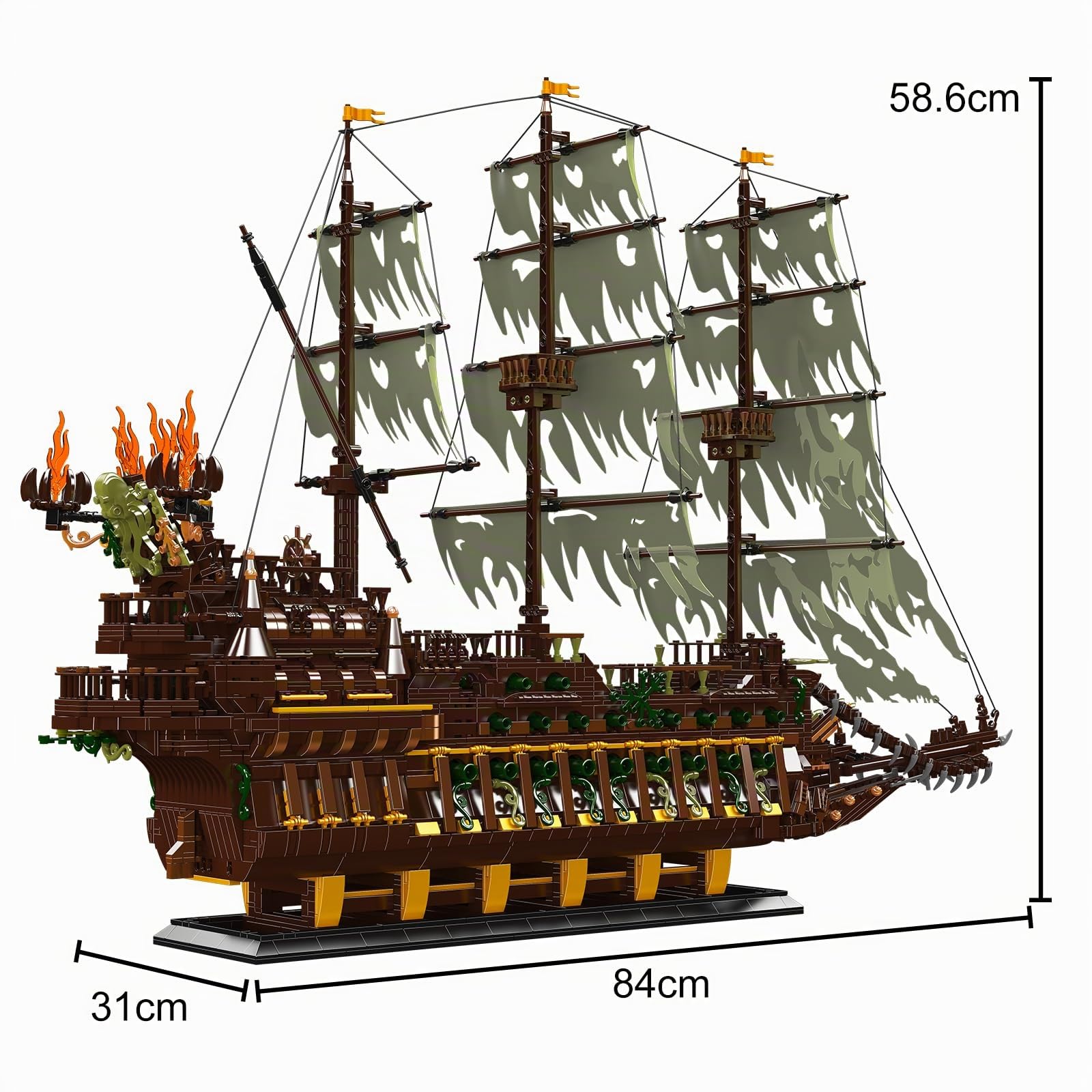 Mould King 13197 Kit di navi pirate, MOC Nave pirata modello di barca a vela olandese Set di costruzione Set per costruire, Display Nave pirata modello di costruzione giocattolo 4364 pezzo