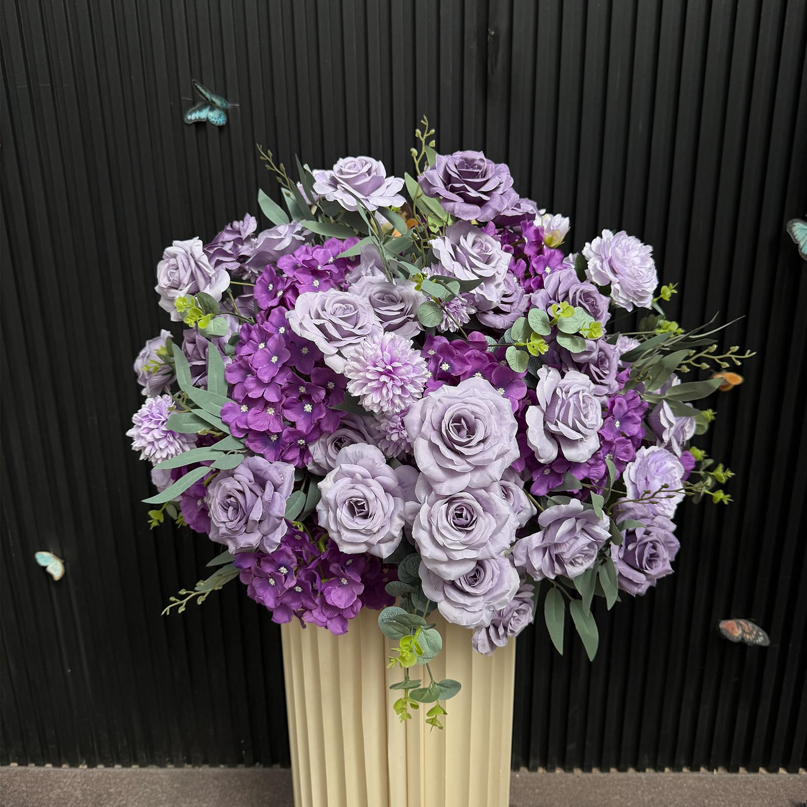 Multiple Colors Flower Balls, Fake Flowers Roses Balls, Artificial Floral Ball for Centerpieces Tables, Party, Valentine's Day (Purple,60cm)