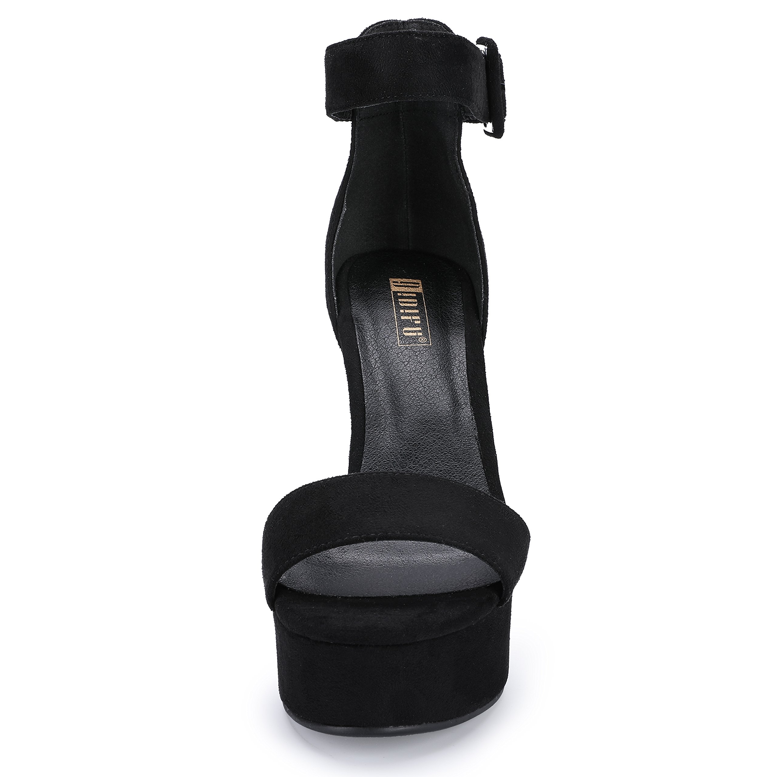 IDIFU IN5 Sabrina Platform Block Chunky High Heels Ankle Strap Heeled Sandals Sexy Wedding Party Dress Shoes for Women Open Toe Heels: 6.5 Black Suede