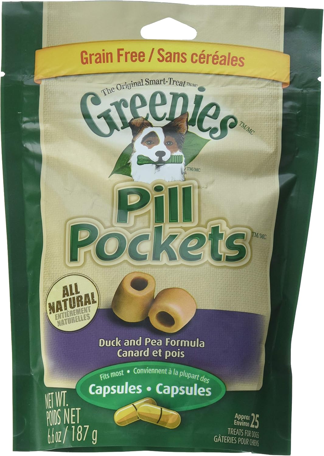 Greenies Canine Pill Pockets Cap Duck/Pea 6.6oz (pack of 3)