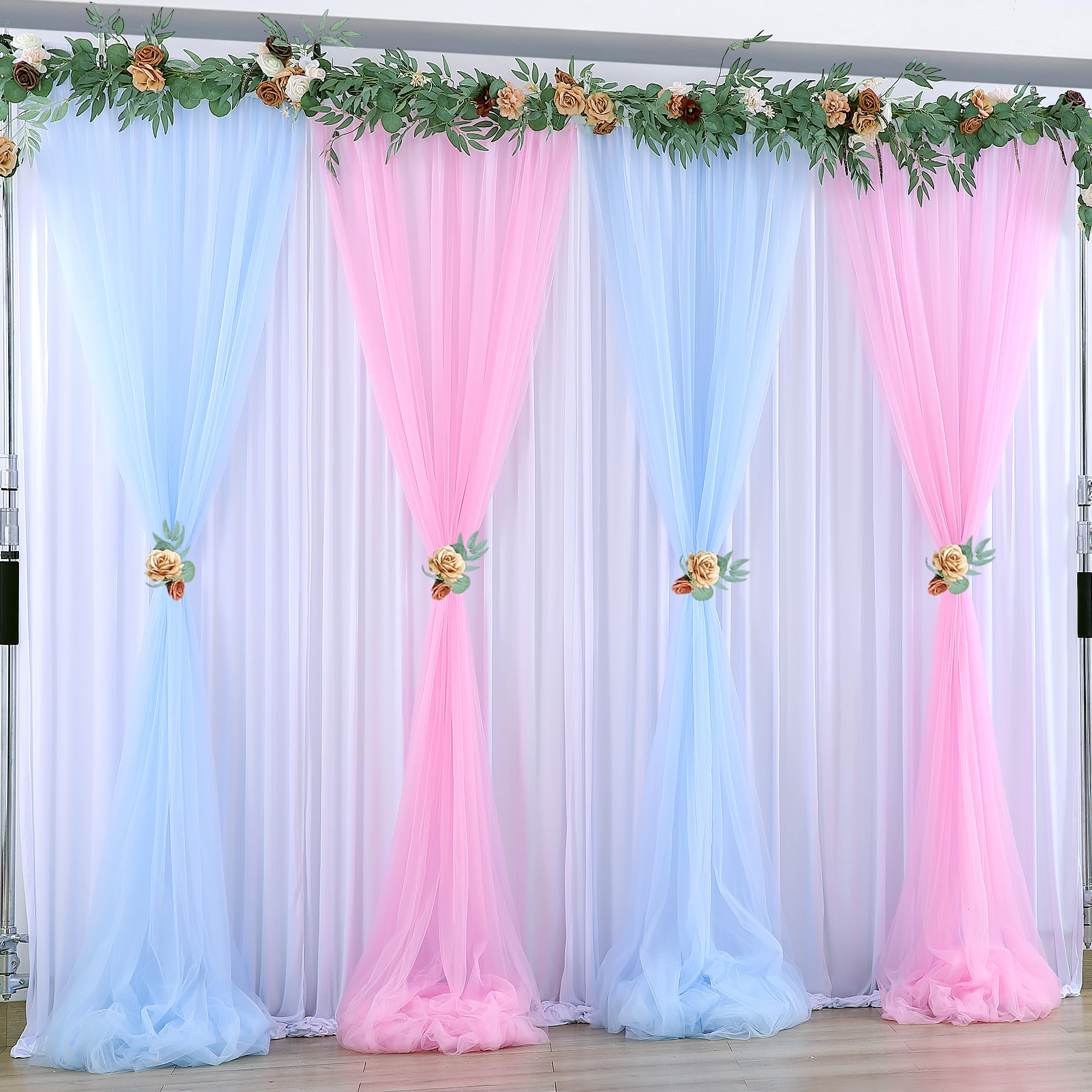 Pink & Light Blue Tissue Parasol - Baby Shower Party Decoration Centerpiece