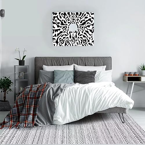 Miniatura 7 de Alfombra marroquí de 4 x 6, lavable a máquina, delgada, con estampado geométrico, alfombra bohemia de felpilla, tapete antideslizante para cubrir el