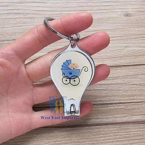 Miniatura 5 de Baby Shower Boy Llavero azul (12 piezas) cortaúñas y abrebotellas regalo de fiesta para invitados Recuerdos de Mi Baby Shower