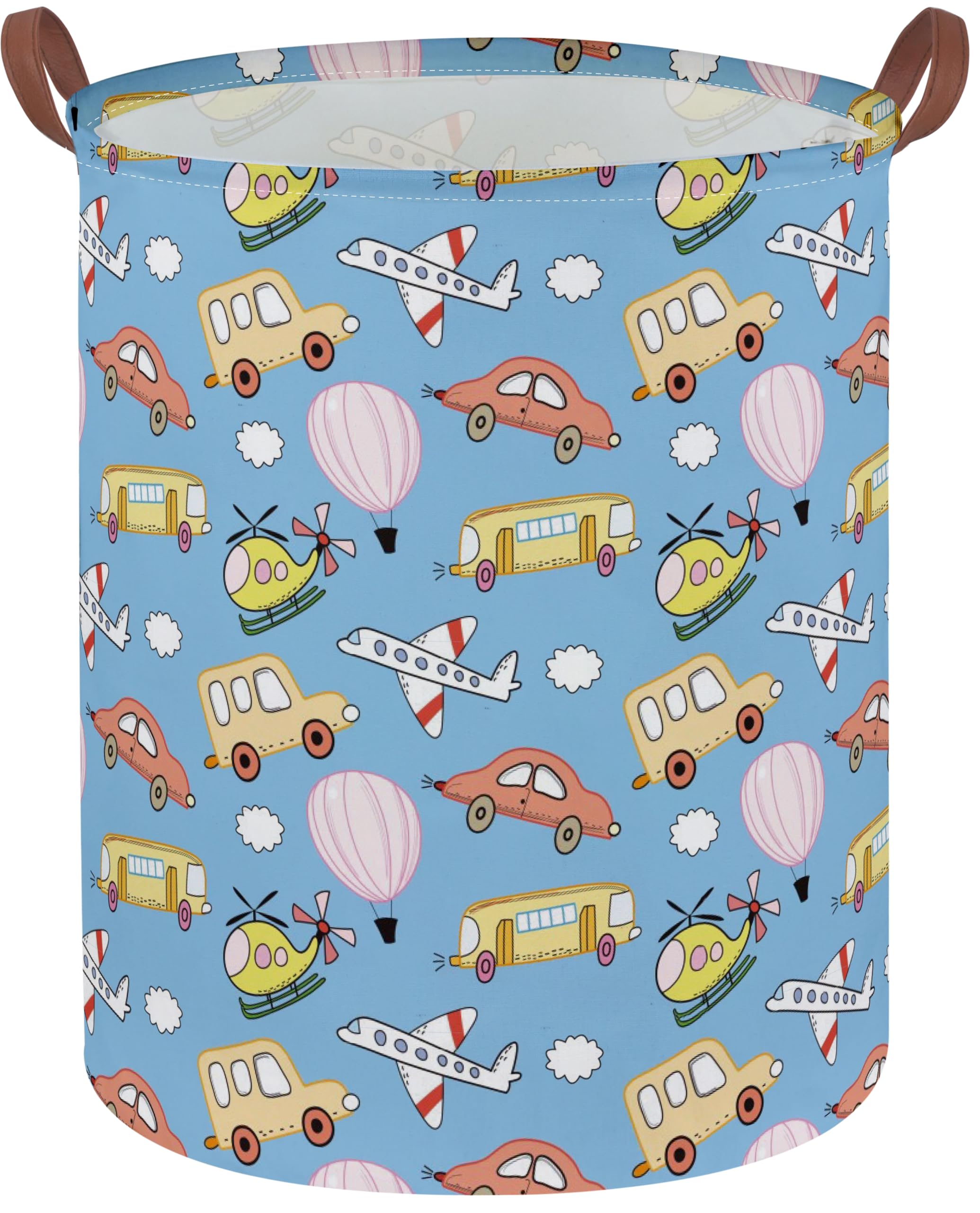 DDBASKET Kids Laundry Basket Car Hamper for Nursery Boy Cute Kids Toys Storage Bin Organizer Room Decor for Home(Blue Vehicle)