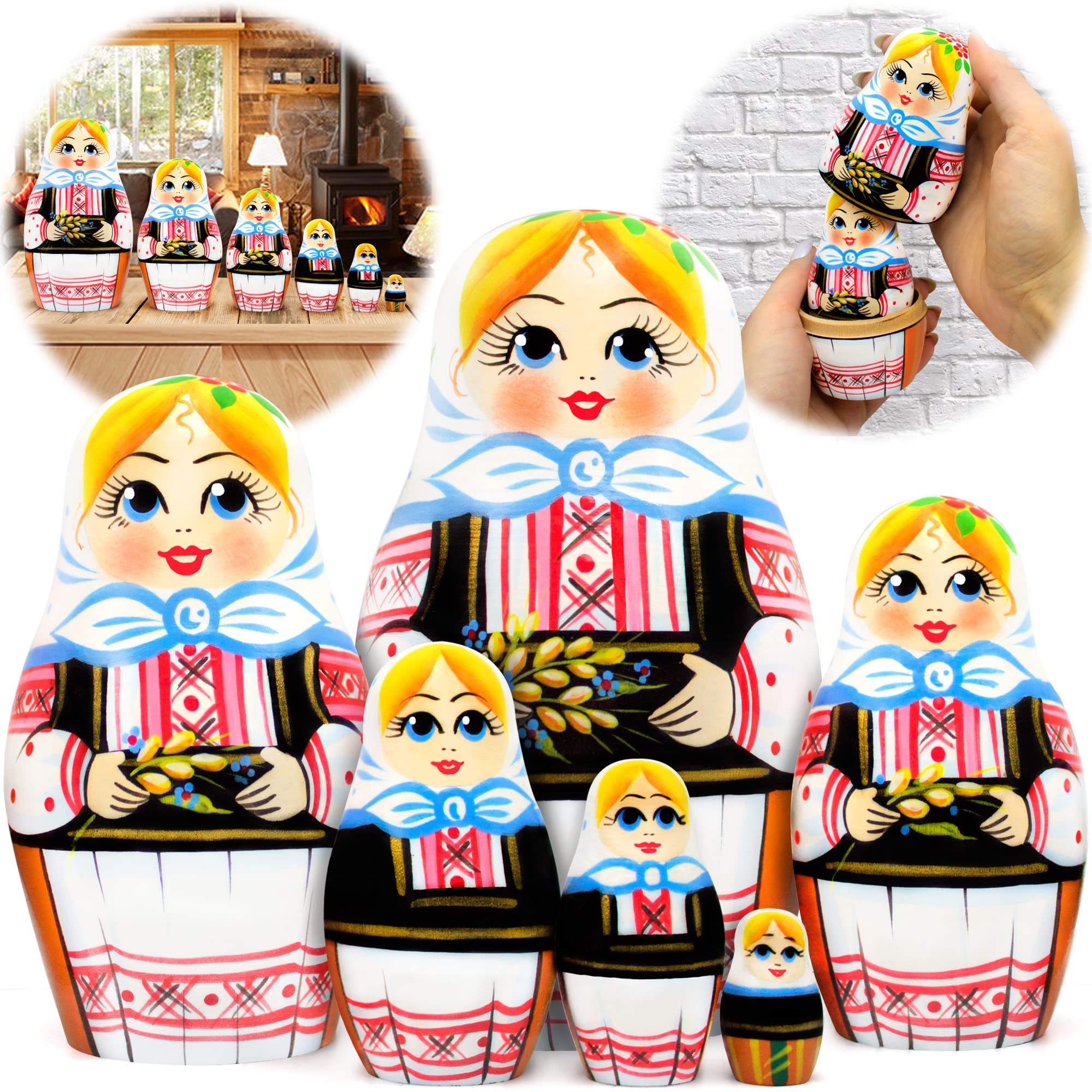 Buy AEVVV Ukrainian Nesting Dolls Set 6 pcs Baboushka Matryoshka Doll