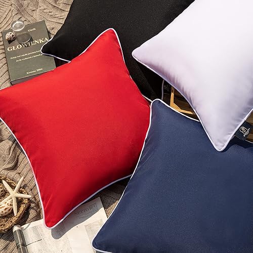 Miniatura 3 de Phantoscope Paquete de 2 fundas de almohada impermeables para exteriores, color azul oscuro, 18 x 18 pulgadas y juego de 2 fundas de almohada