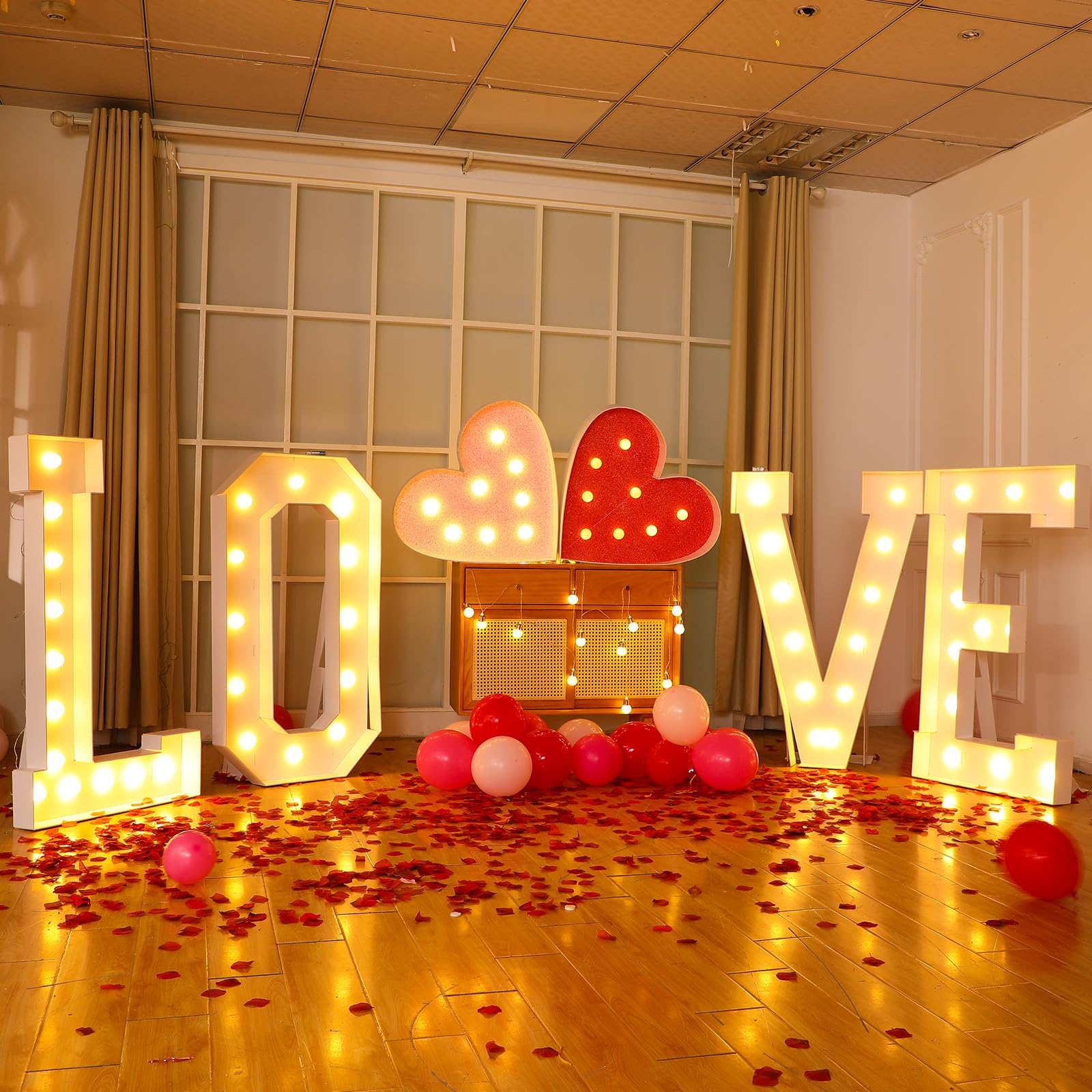 VIHOSE Giant Marquee Love LED Letters Heart LED Light Sign Wedding 4 ft Tall Light up Love Sign with 2.4 ft Heart Shaped Lights for Proposal Anniversary Birthday Valentine's Day Party Decor
