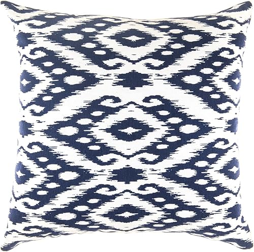 Miniatura 2 de Paquete con 2fundas para cojines decorativos TreeWool con diseño de acento de diamante Ogee Ika, fabricadas con lienzo de algodón, Algodón, Azul