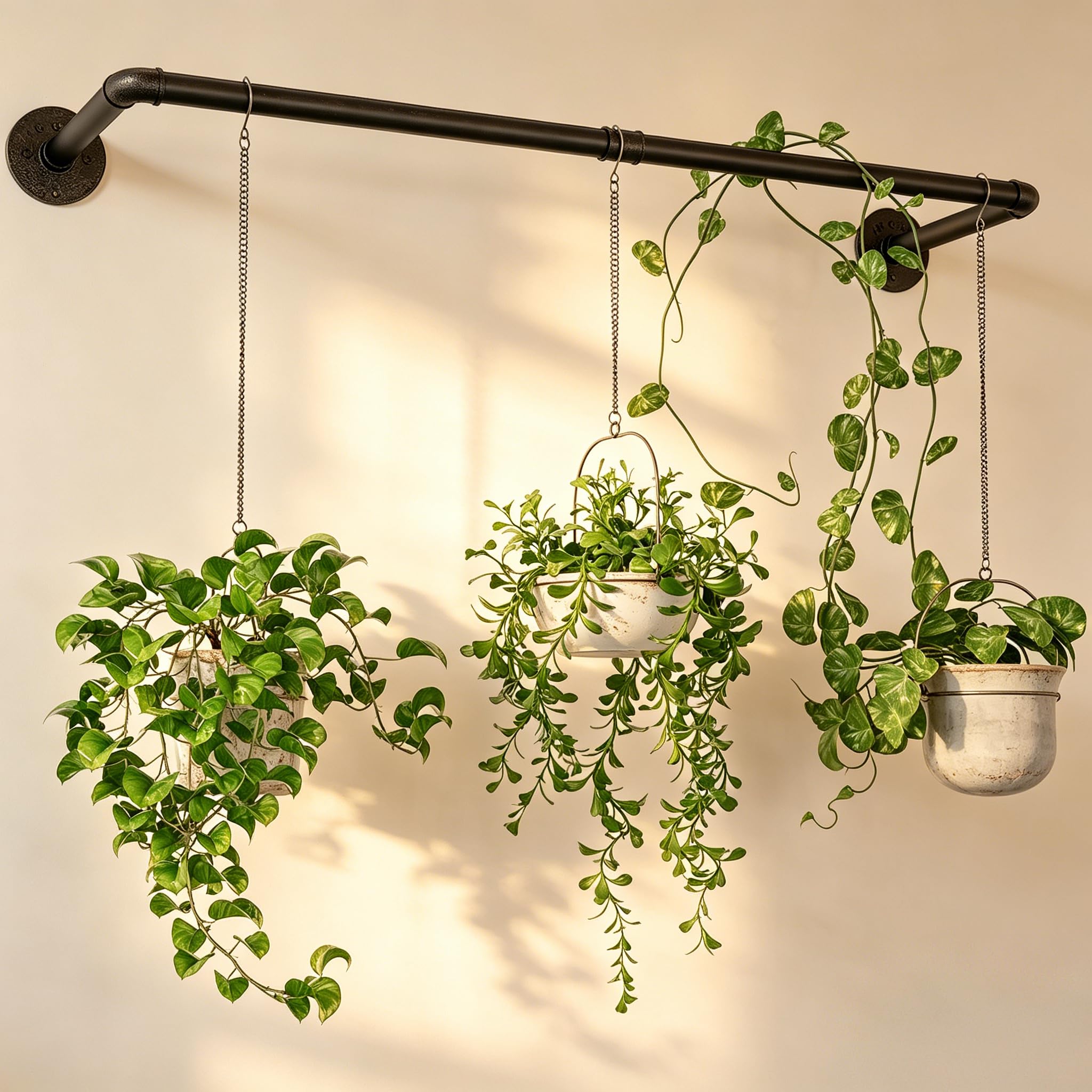 Bamworld Porte-Plantes Suspendues 92 cm Tringle Murale Métal