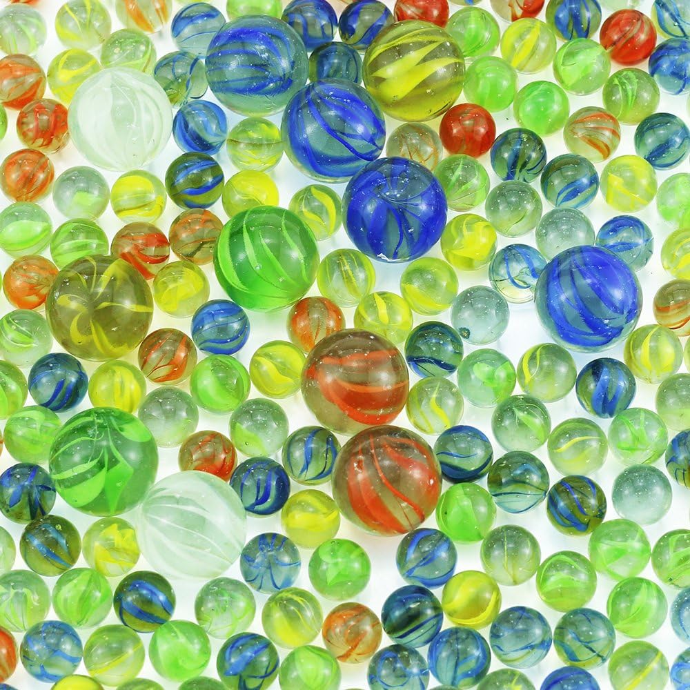 (312+ Count) 12 1" Large Marbles And 300 5/9"Marbles in bulk Glass Marbles, Assorted Colors