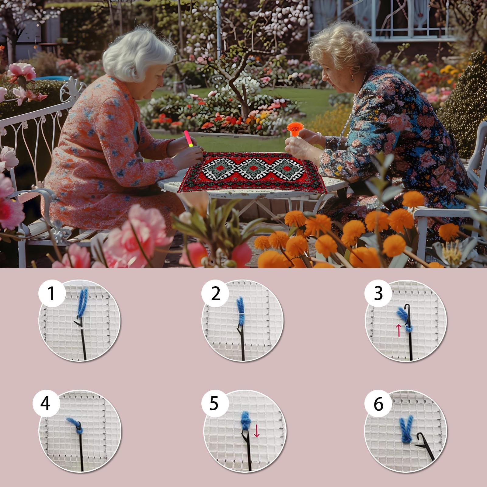 Groß Knüpfteppich Zum Selber Knüpfen-Sets 90 x 120 cm Vorgedrucktes Muster Leinwand Teppich Stickerei Handwerk Für Erwachsene Handarbeiten diy Teppich Handarbeit Selbst Knüpfen Set,Latch Hook Rug