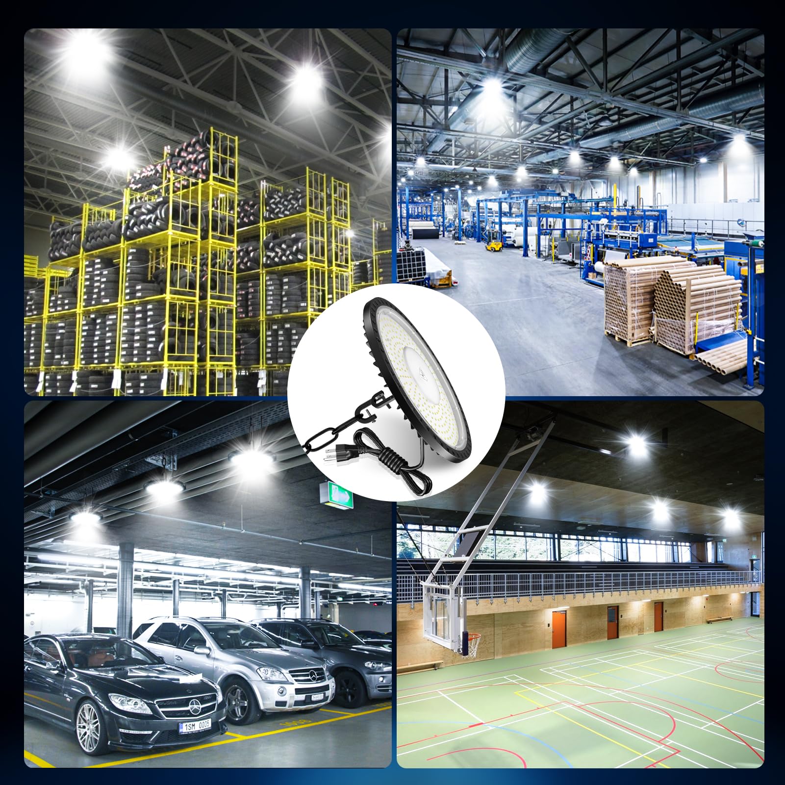 UFO Led High Bay Light 300W 20 Pack 30000lm High Bay Led Lights with US Plug 5000K Daylight — view 9