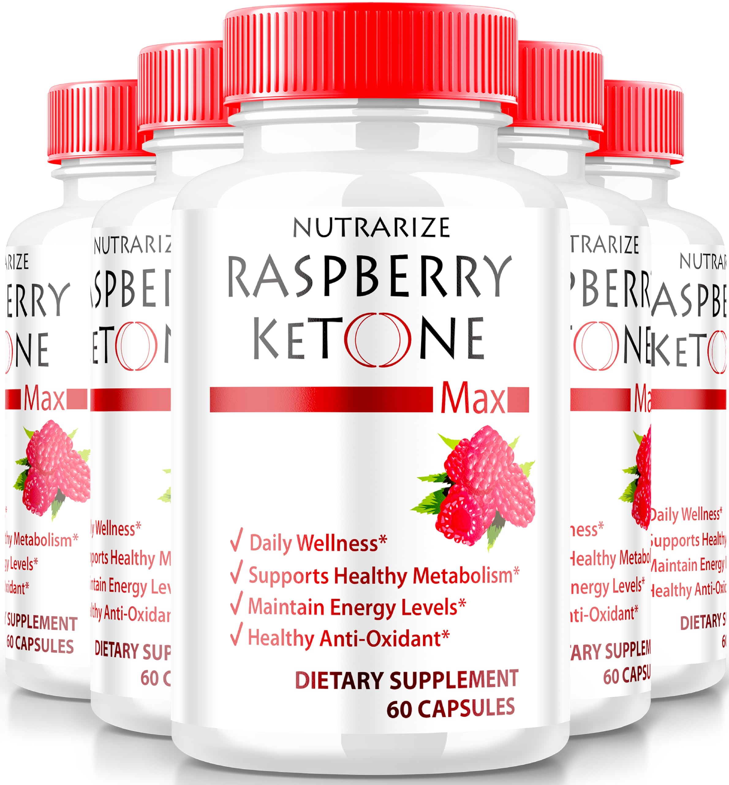 (5 Pack) Raspberry Ketone Capsules, Official Raspberry Ketone For Weight Loss, All-Natural Keto Formula to Unlock Your Body and Fitness Goals, RaspberryKetone 1200MG Supplement, Reviews (300 Capsules)