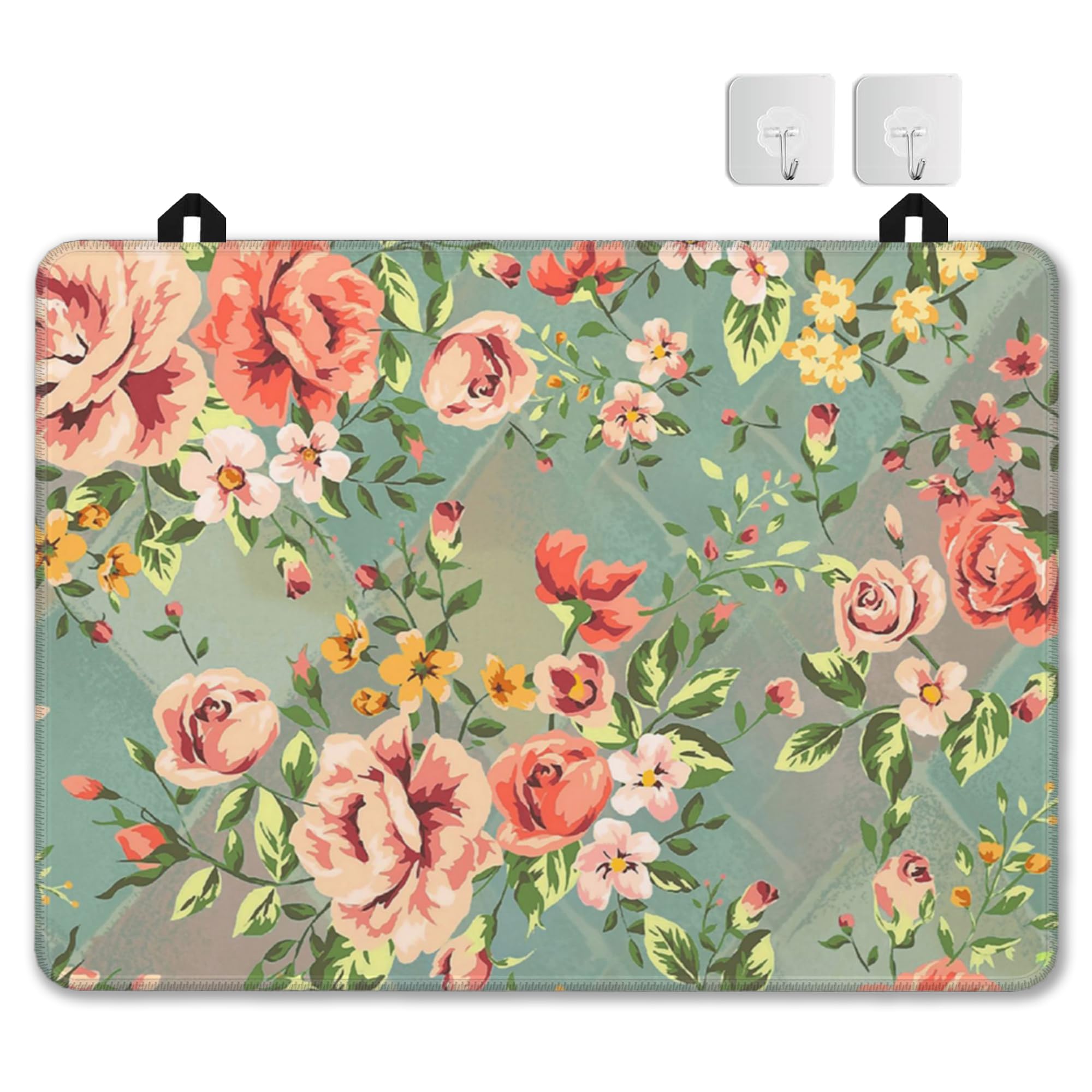 Retro Floral Stove Top Cover for Electric Stove,Heat Resistant Glass Cooktop Cover,Multipurpose Stove/Counter/Washer Top Protector,Dishwasher Safe Rubber(28x 20)