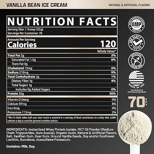 Miniatura 7 de Nutrex Research IsoFit - Proteína de suero en polvo instantánea, 100% aislado de proteína de suero (70 porciones, helado de vainilla y frijol)