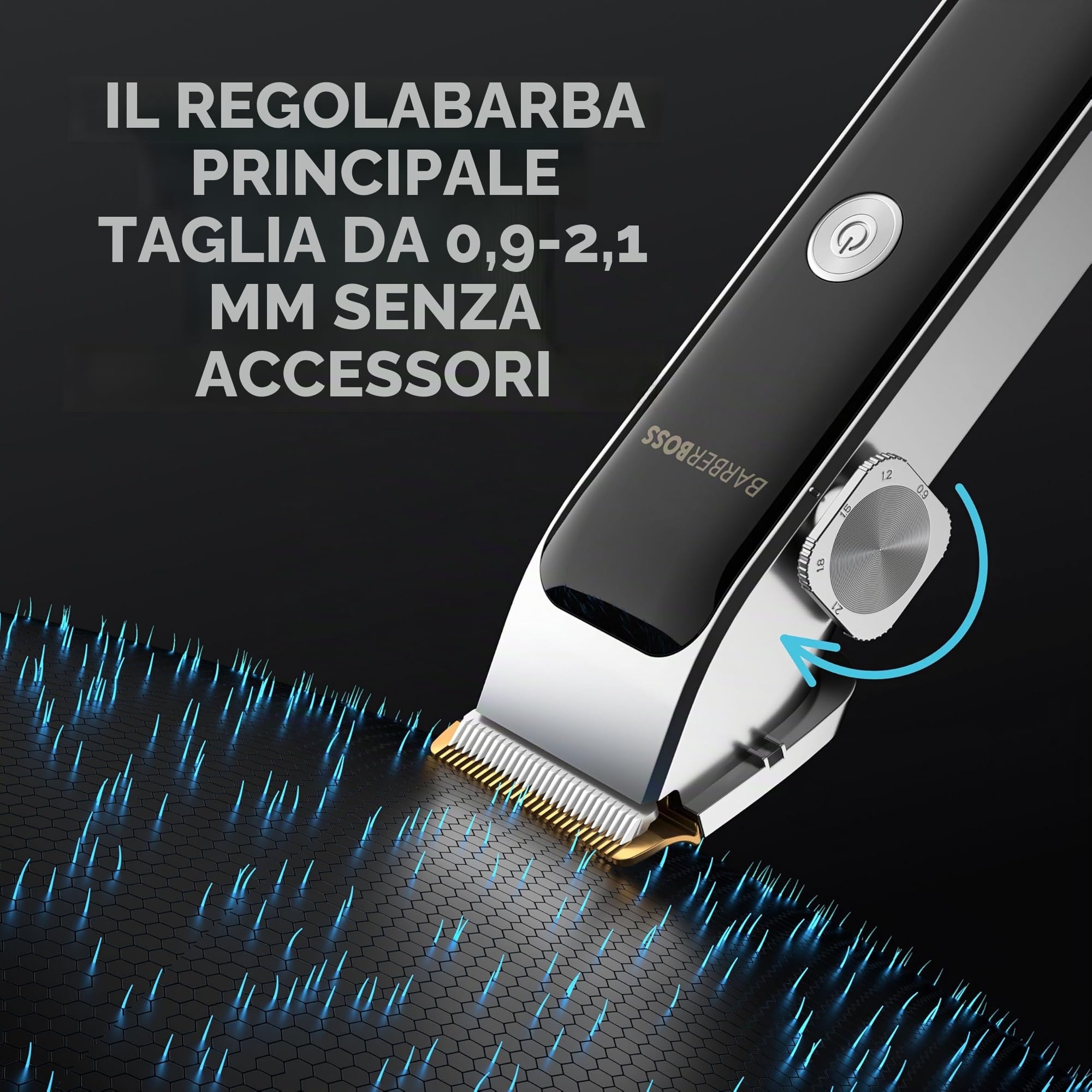 BarberBoss regolabarba portatile da uomo, modello Duo, regolabarba professionale da uomo, lama in ceramica autoaffilante, quadrante di precisione, ricarica USB e display LED, QR-2682