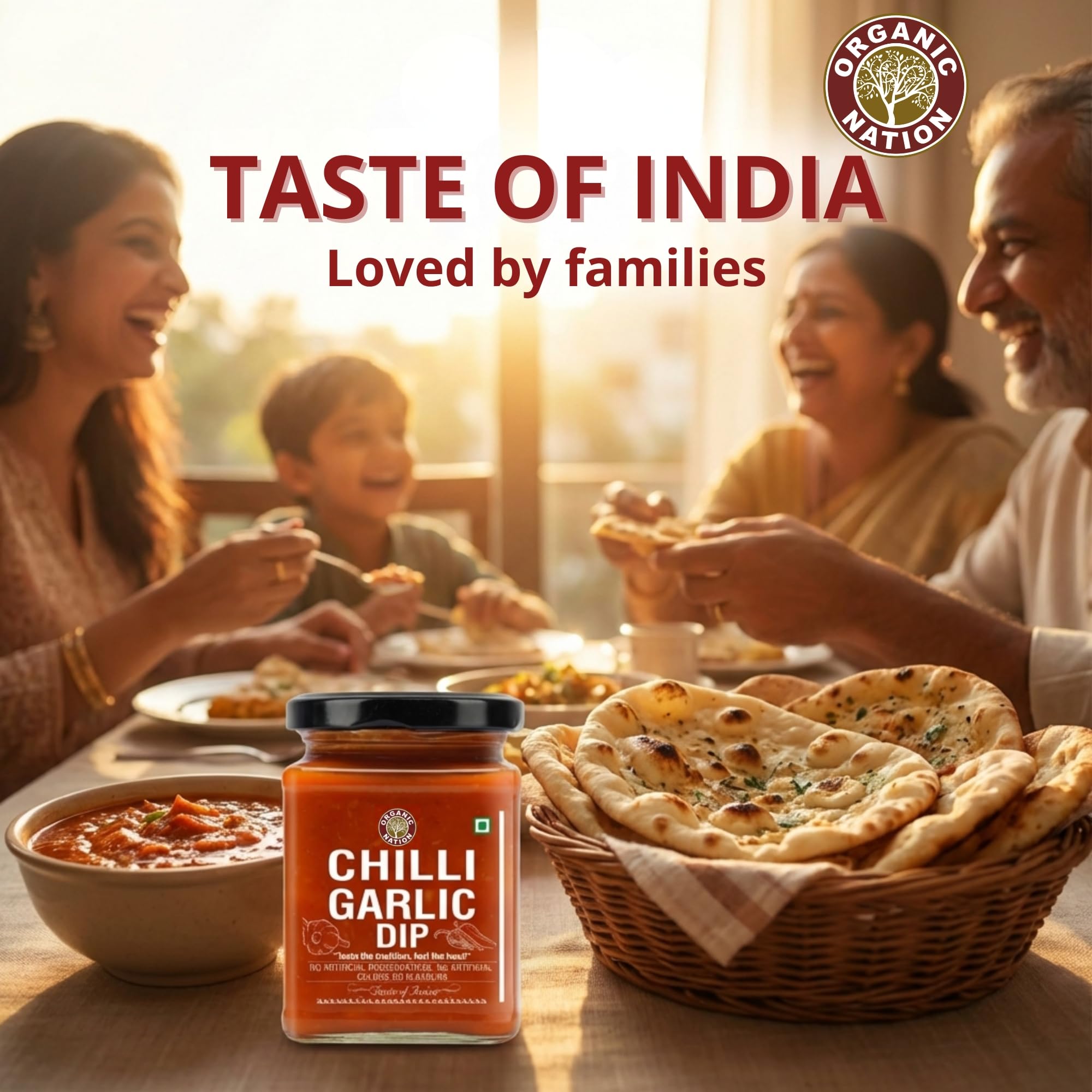 ORGANIC NATION Flavorful Chilli Garlic Dip - Gourmet Chilli Sauce with Rich Garlic & Aromatic Spices, Spicy Chili Crisp - Perfect for Dipping, Cooking, and Marinades, No Preservatives - 260g 4