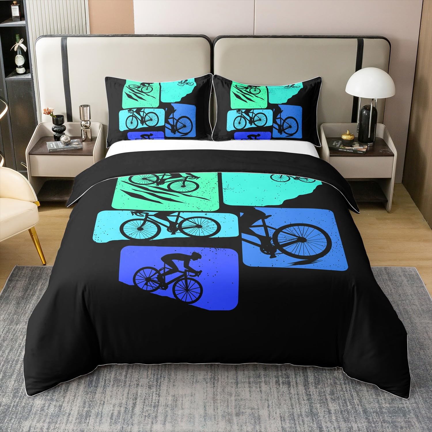 Housse de couette coton 220x240 anti-transpiration vélo pour ado