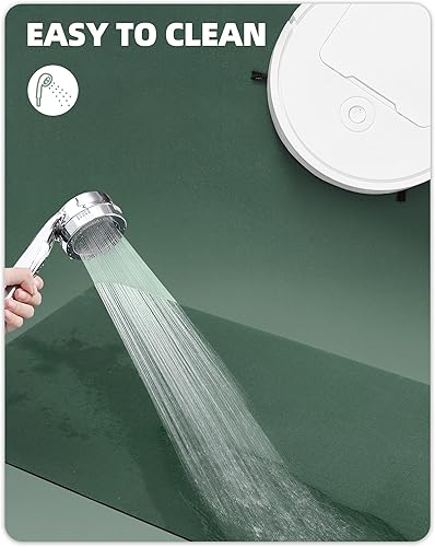 Miniatura 6 de Color&Geometry Alfombra de baño verde de secado rápido, 17 x 27.5 pulgadas, súper absorbente, antideslizante, no se desprende, fácil de limpiar,