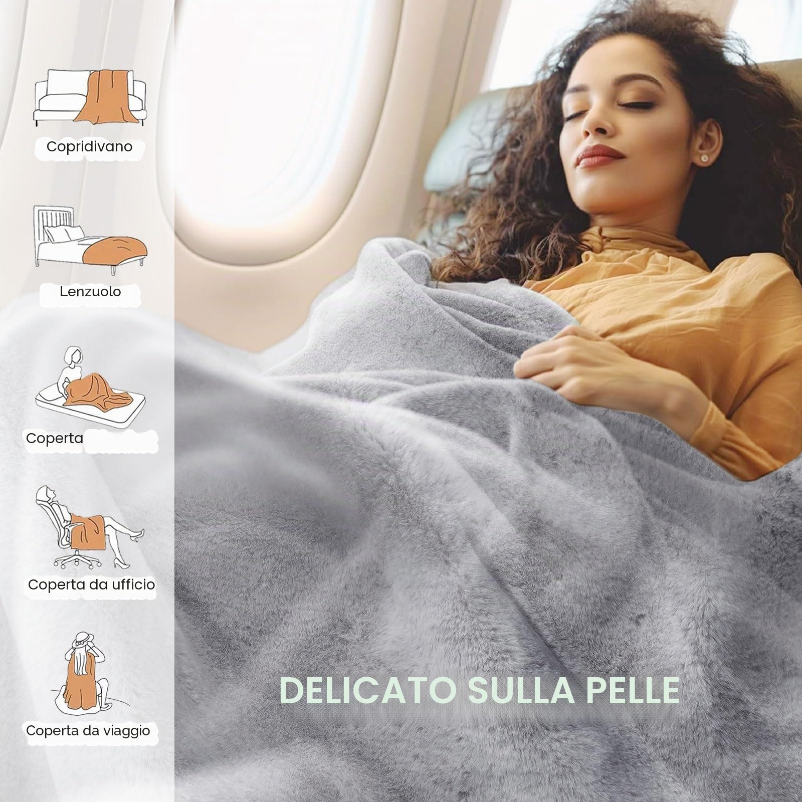 ShowyLive Coperta Plaid Super Morbida Coperta Pile Invernale da 1000 g/m² per Divano, Soggiorno -Coperta Lana Matrimoniale & Letto Singolo Adatto Adatto a Tutte le Stagioni (Grigio Chiaro, 130*160cm)
