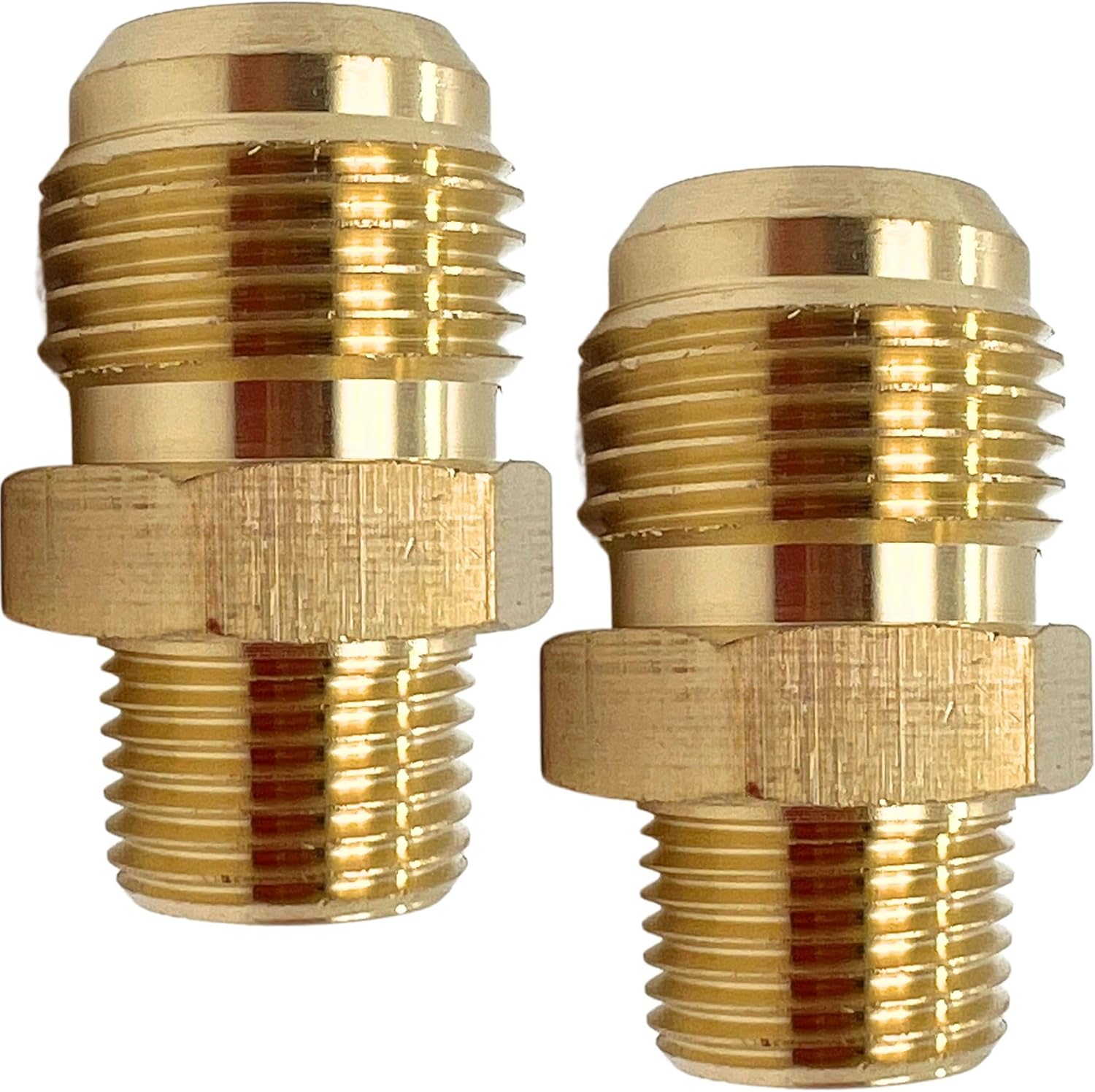 2 Pack 1/2" Flare x 1/4" NPT Male Brass Couples Tube Fitting Half Union Gas Adapter Connector by CX WONDERLAND
