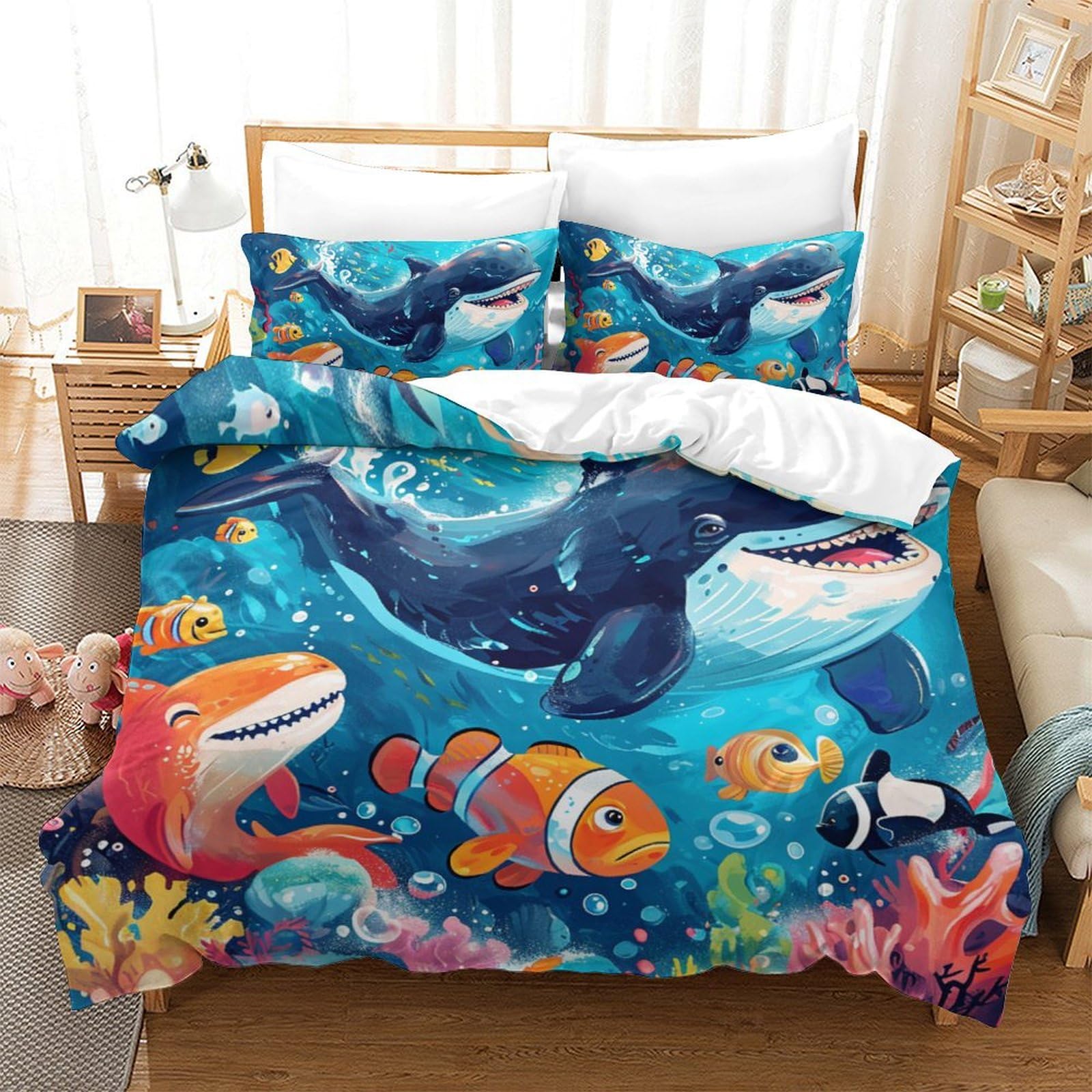 Housses de couette océan 3d faciles à laver avec fermeture éclair 220x240